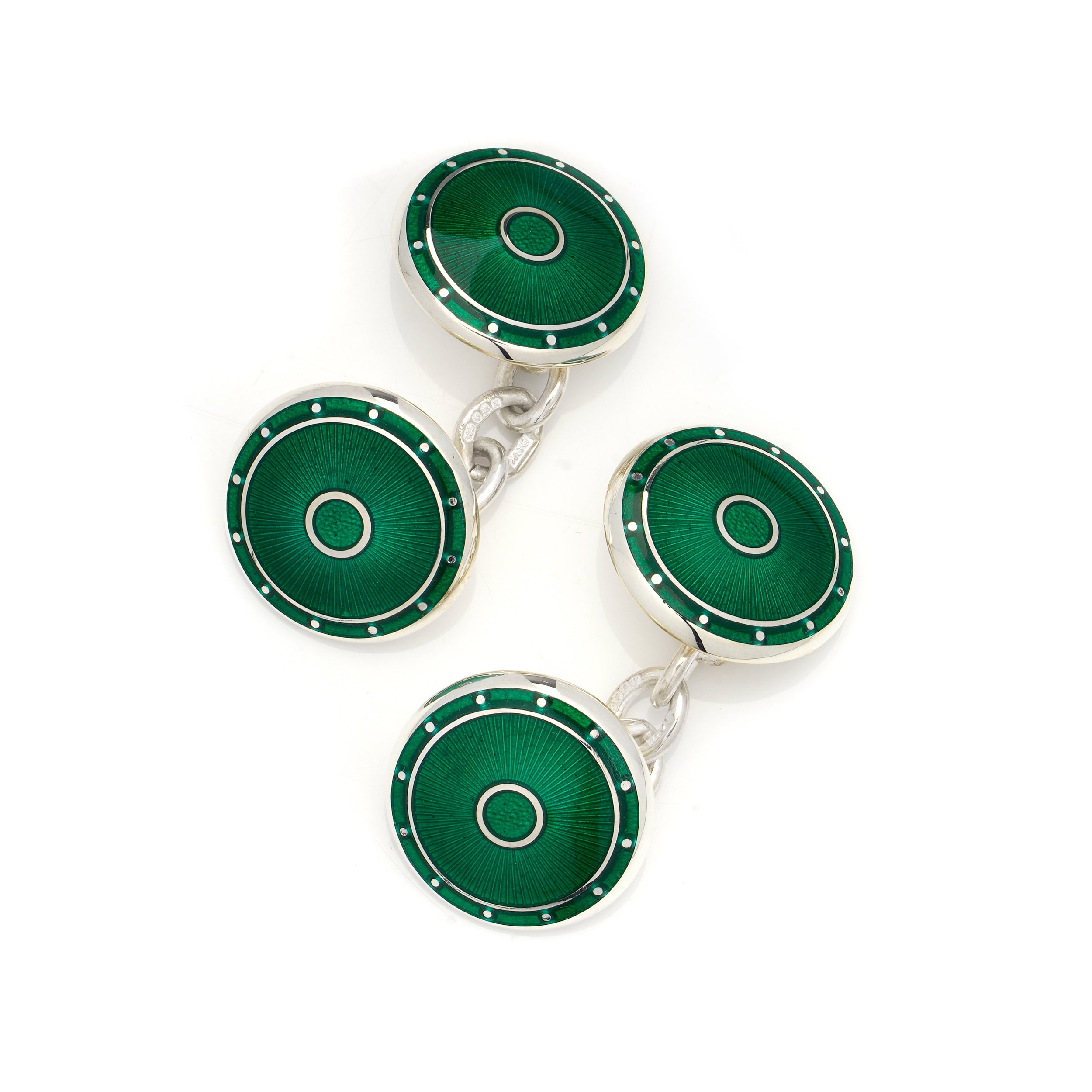 Green Enamel Sterling Silver Cufflinks - Wildsmith Jewellery