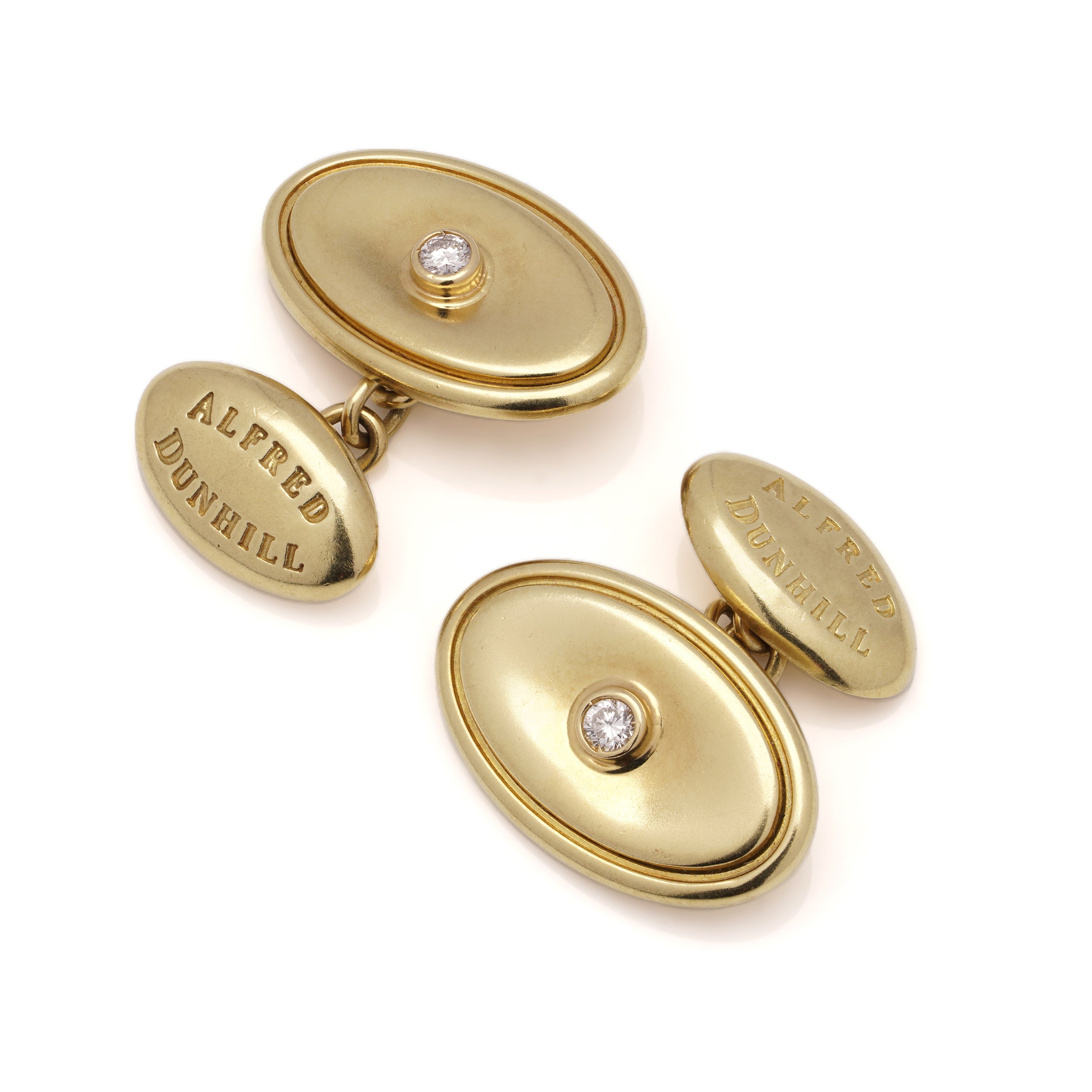 Gold & Diamond Cufflinks by Alfred Dunhill - Wildsmith Jewellery