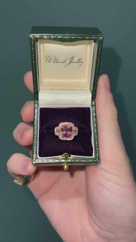 Rose Gold Tourmaline a Diamond Ring