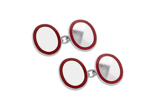 Enamel & Sterling Silver Oval Cufflinks - Wildsmith Jewellery Cufflinks