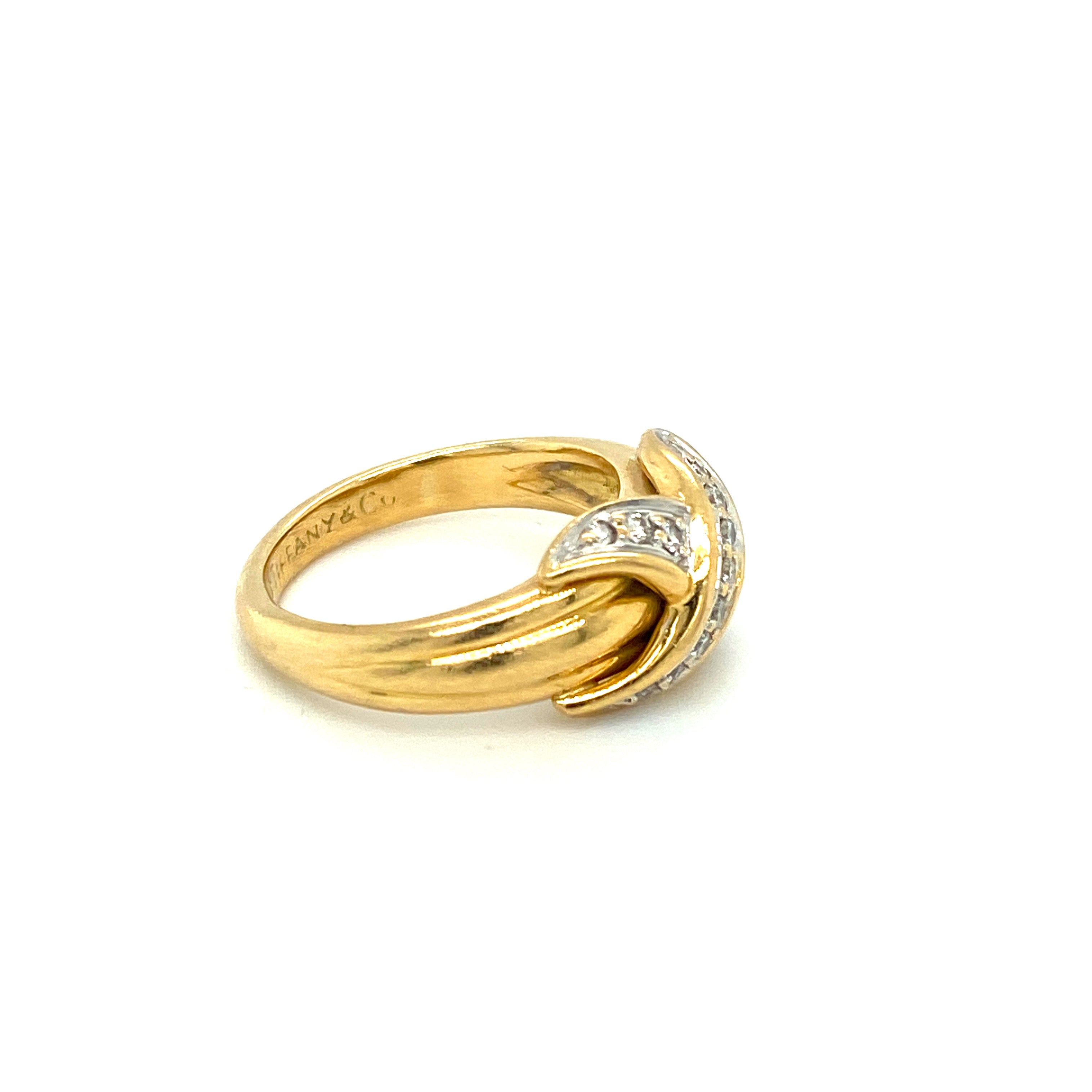 Tiffany & Co Etoile Yellow Gold Diamond Set Crossover Ring 0.33carats | eBay