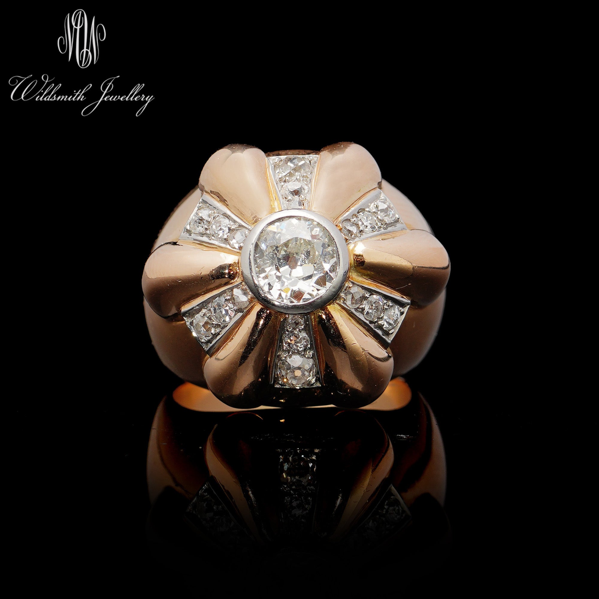 1950’s Gold & Diamond Bombé Ring - Wildsmith Jewellery Rings