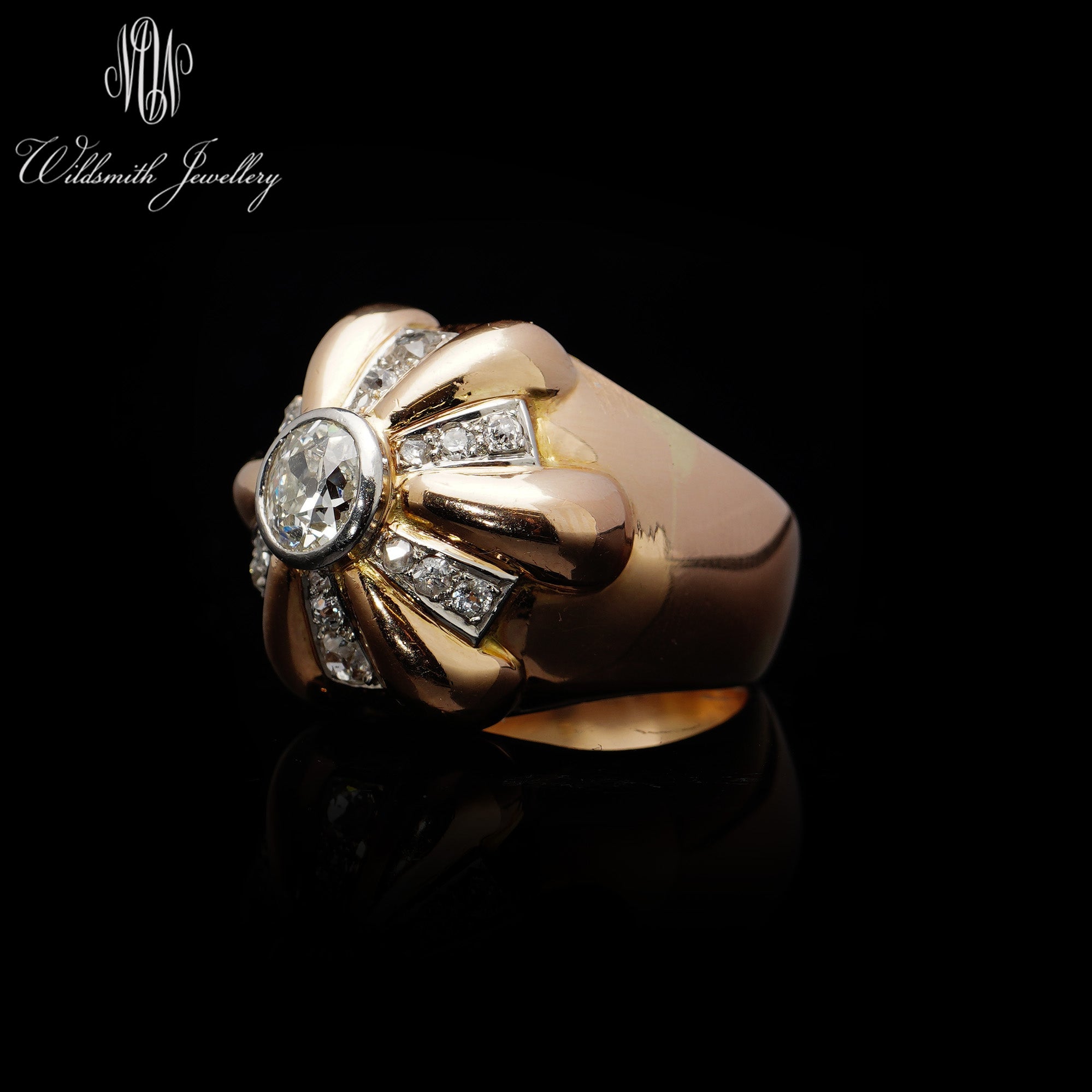 1950’s Gold & Diamond Bombé Ring - Wildsmith Jewellery Rings