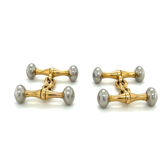 18ct Gold & Platinum Dumbbell Cufflinks - Wildsmith Jewellery Cufflinks