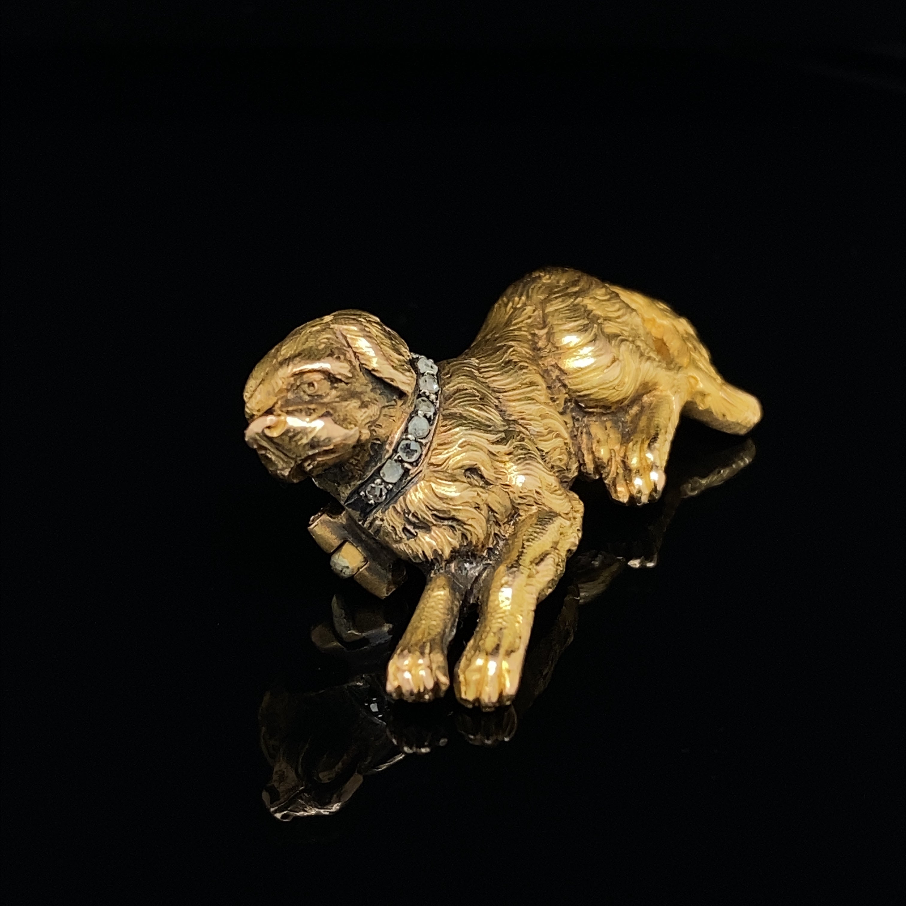 Victorian Retriever Dog Brooch with Diamond Collar - Wildsmith Jewellery Brooches