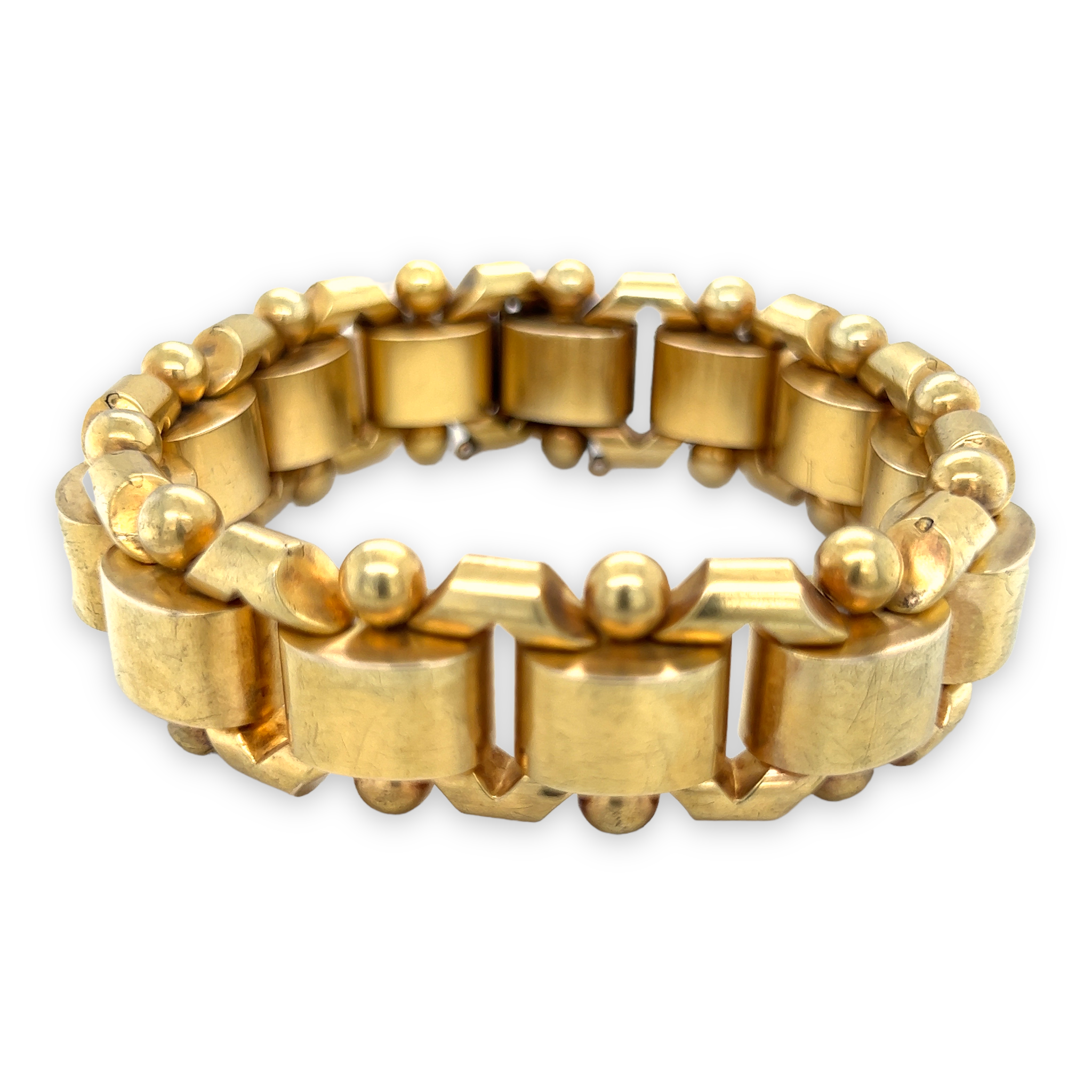 Antique 18ct Gold French Filigree Link Bracelet For Sale at 1stDibs