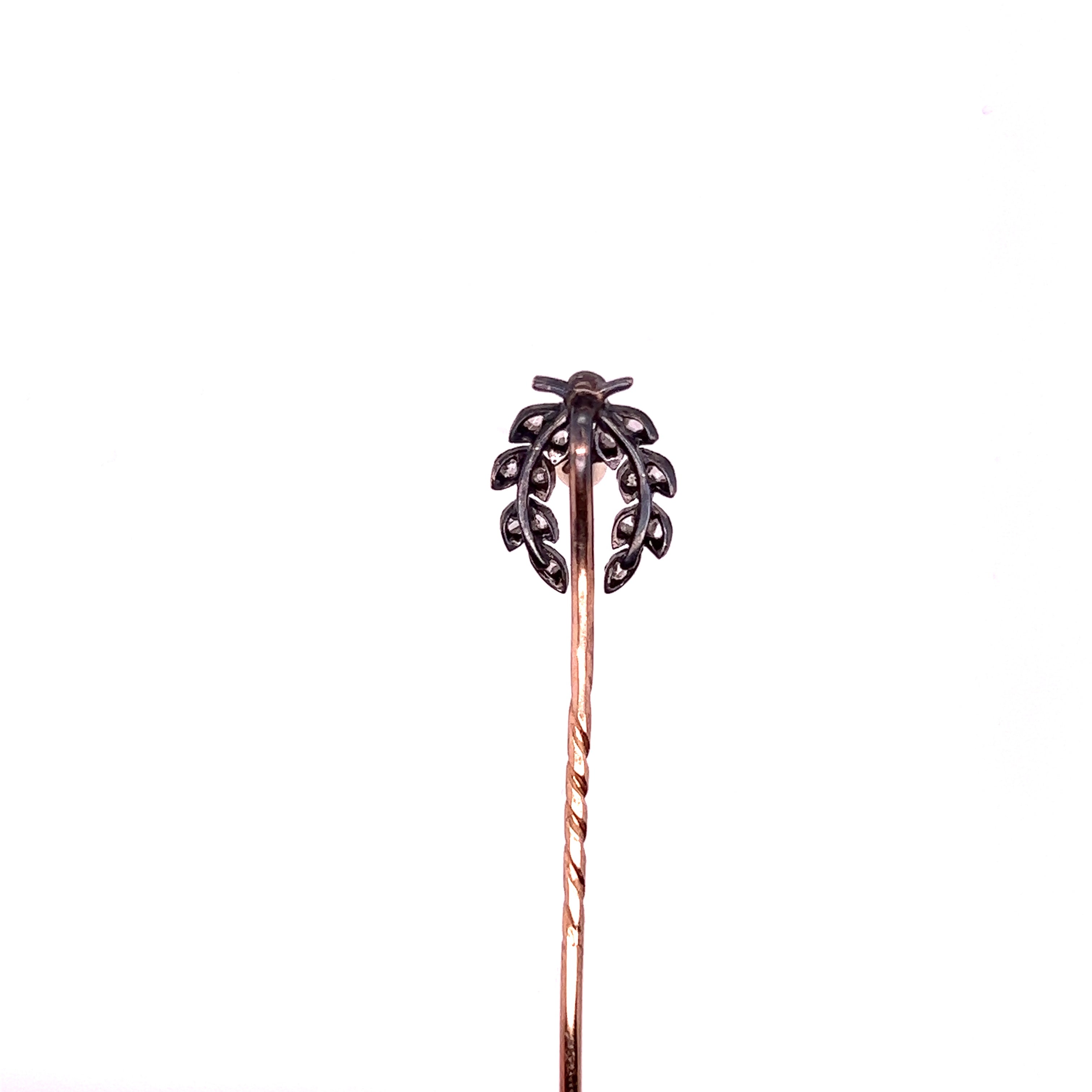 Natural Pearl & Diamond Laurel Leaf Stickpin - Wildsmith Jewellery Stickpins