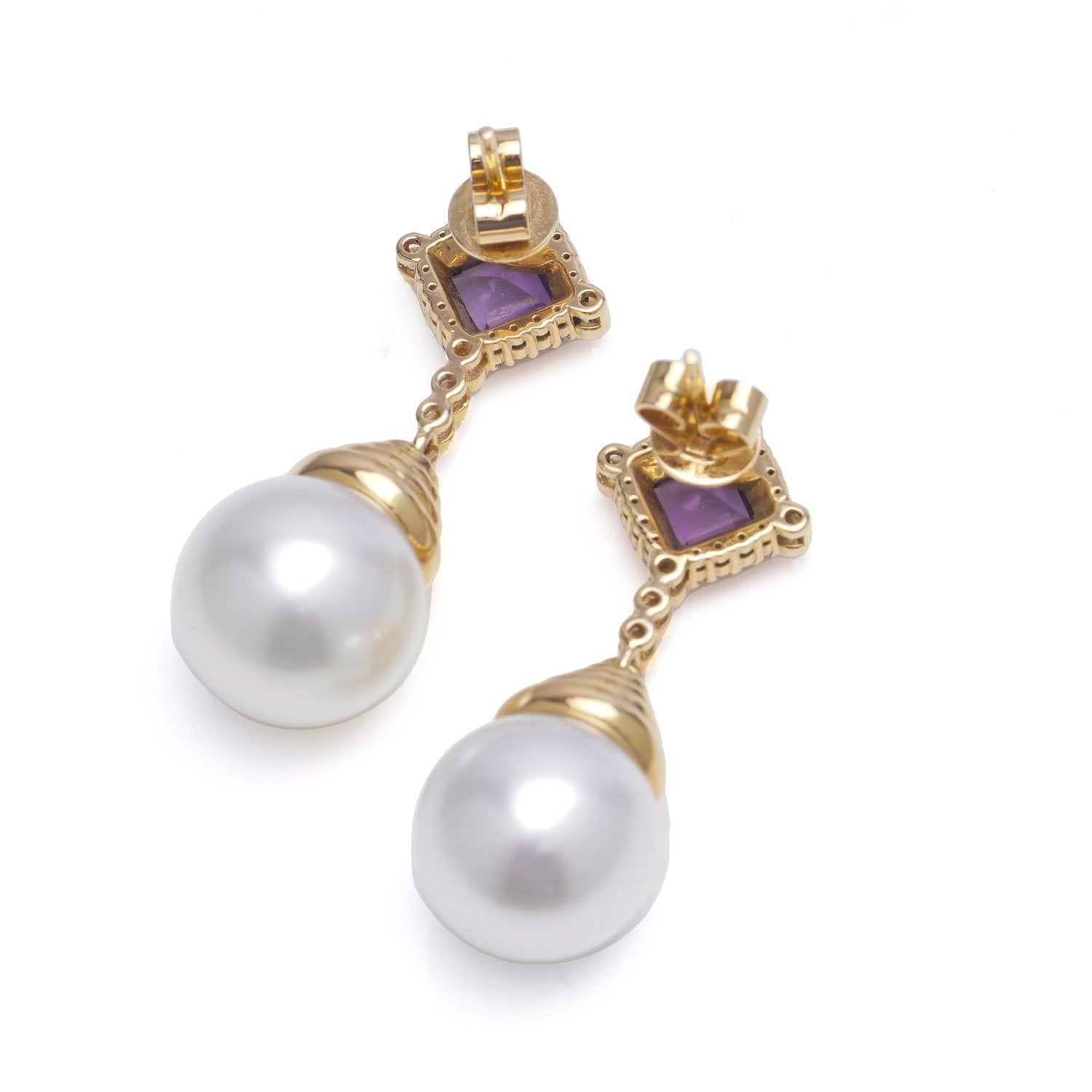 Akoya Pearl & Amethyst Earrings - Wildsmith Jewellery Earrings