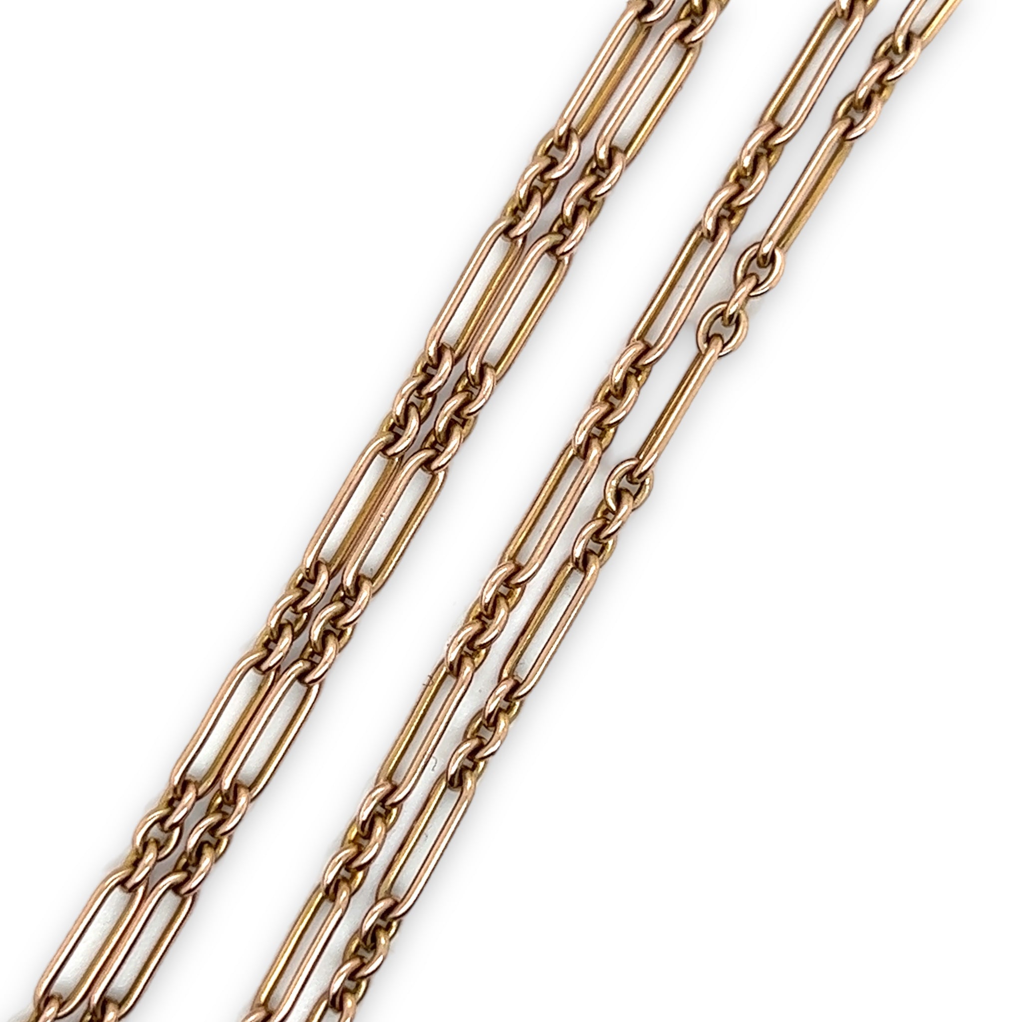 Victorian 9ct Gold Paperclip Link Guard Chain - Wildsmith Jewellery Necklaces