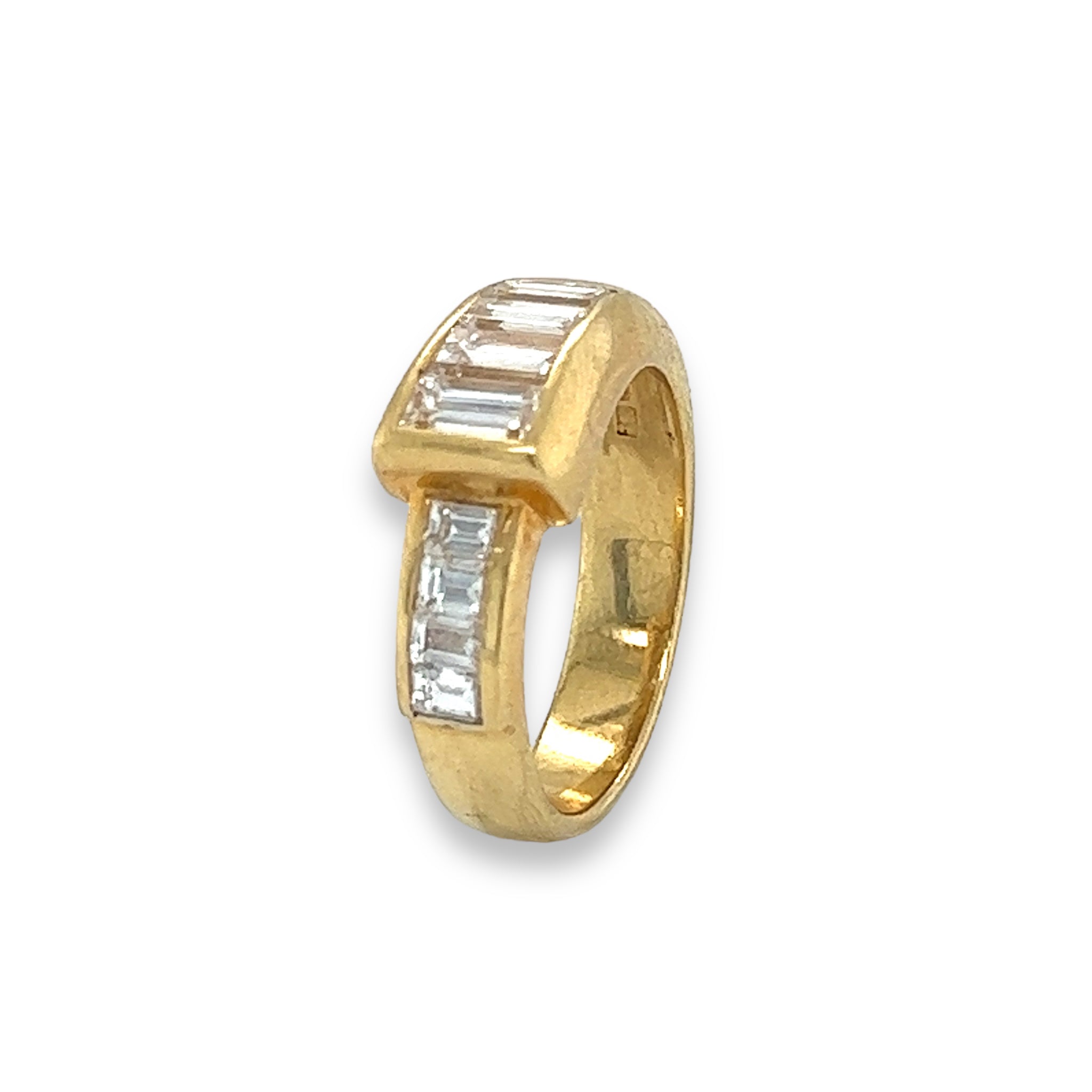 1980s Yellow Gold & Diamond Buckle Ring - Wildsmith Jewellery Rings