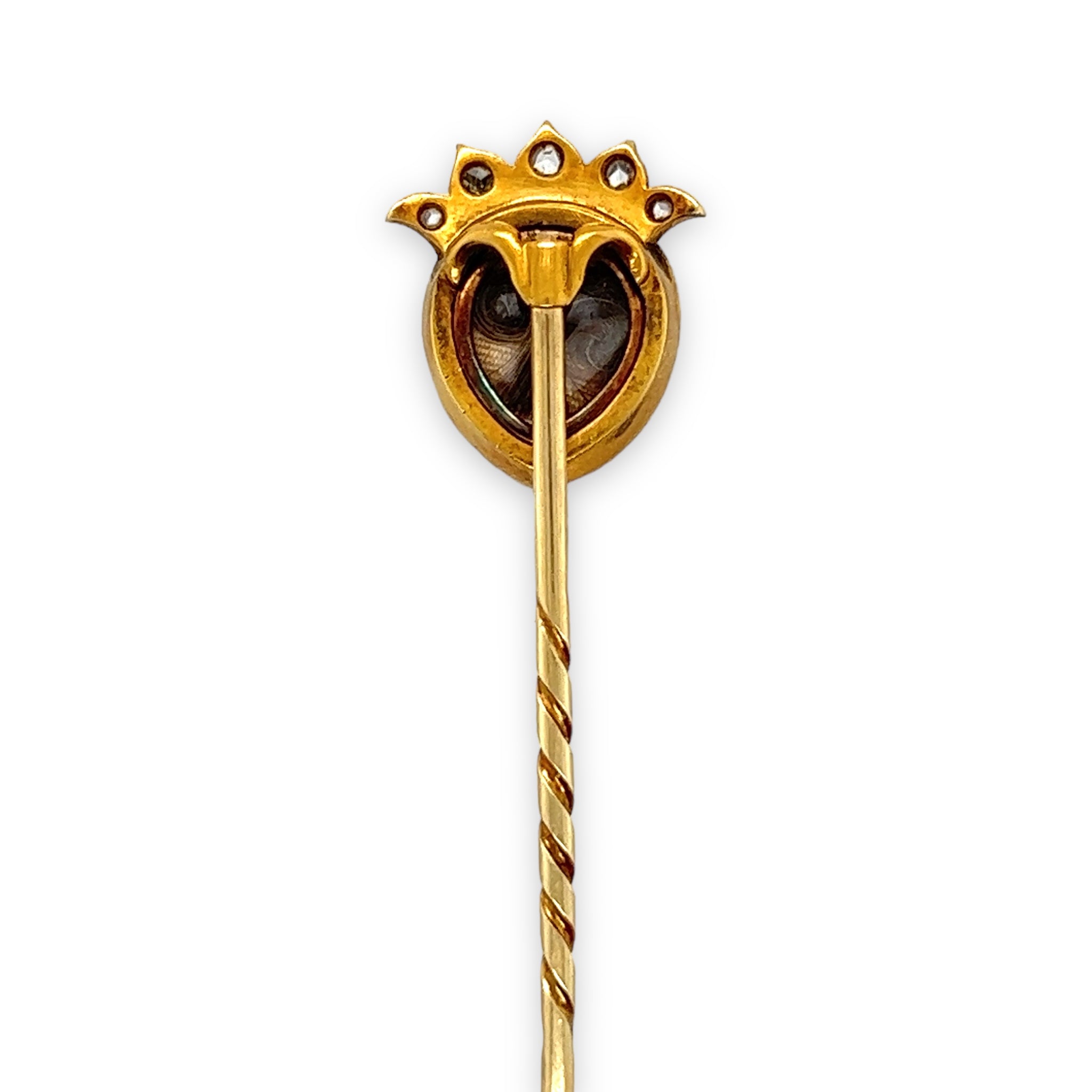 Victorian Agate & Diamond Mourning Stickpin - Wildsmith Jewellery Stickpins