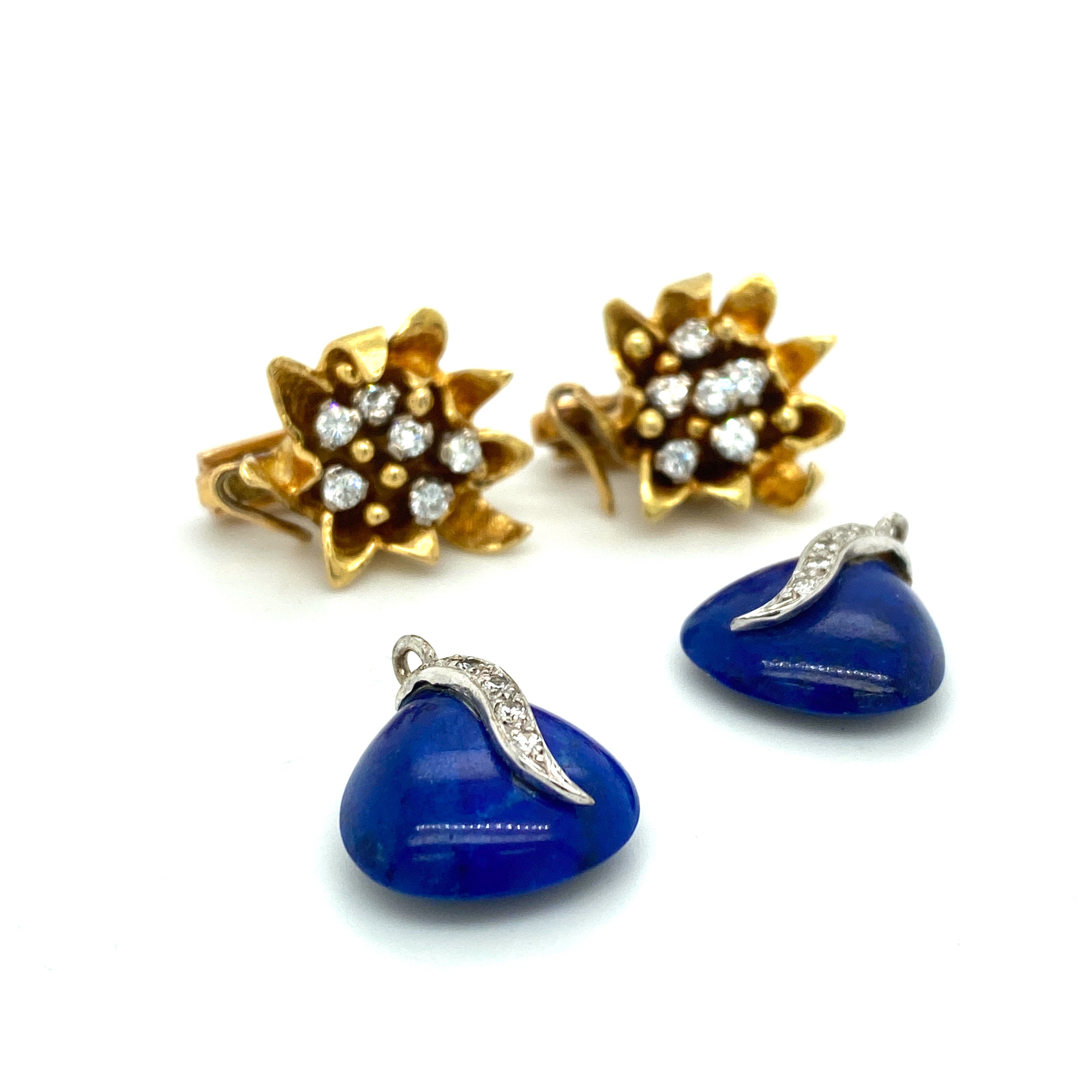 Gold, Diamond and Lapis Lazuli Earrings - Wildsmith Jewellery Earrings