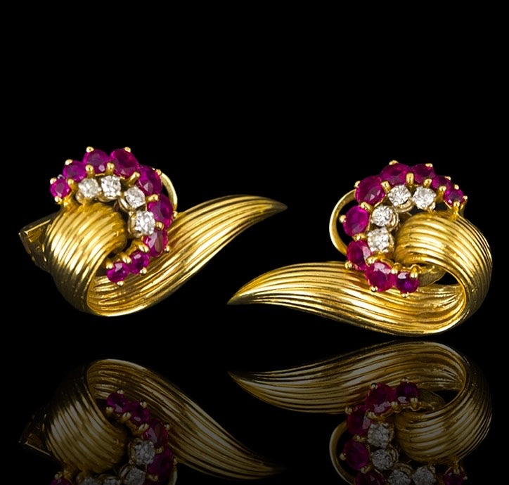 Kutchinsky Ruby & Diamond Earrings, 1969 - Wildsmith Jewellery Earrings