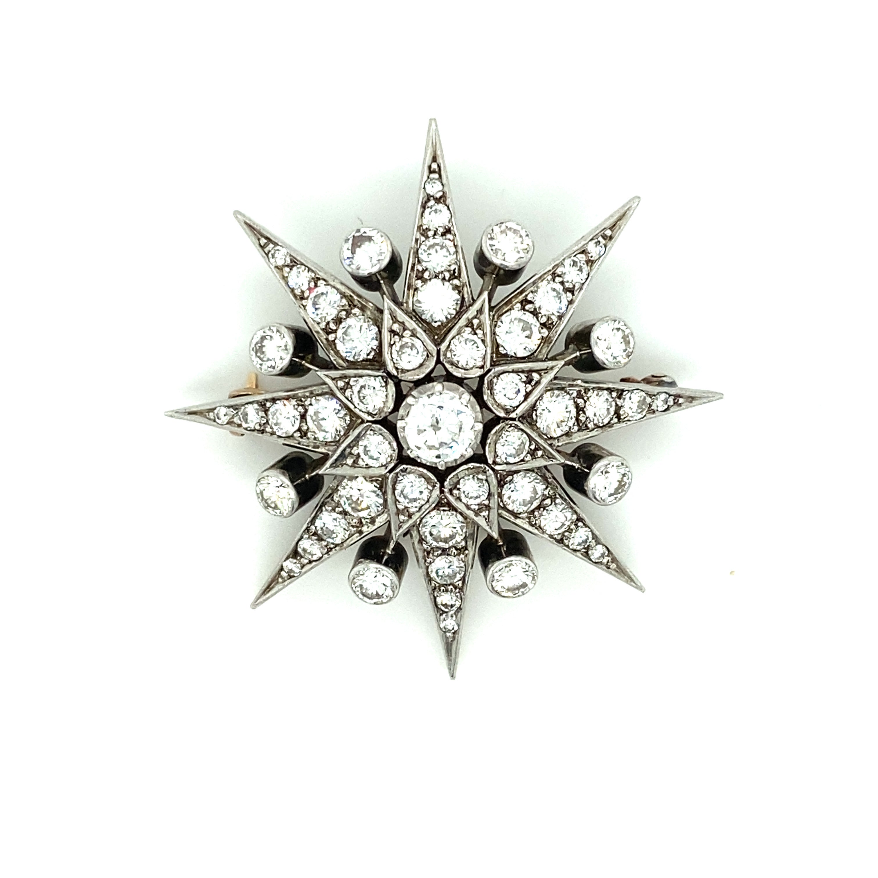 Victorian Diamond Star Brooch - Wildsmith Jewellery Brooches