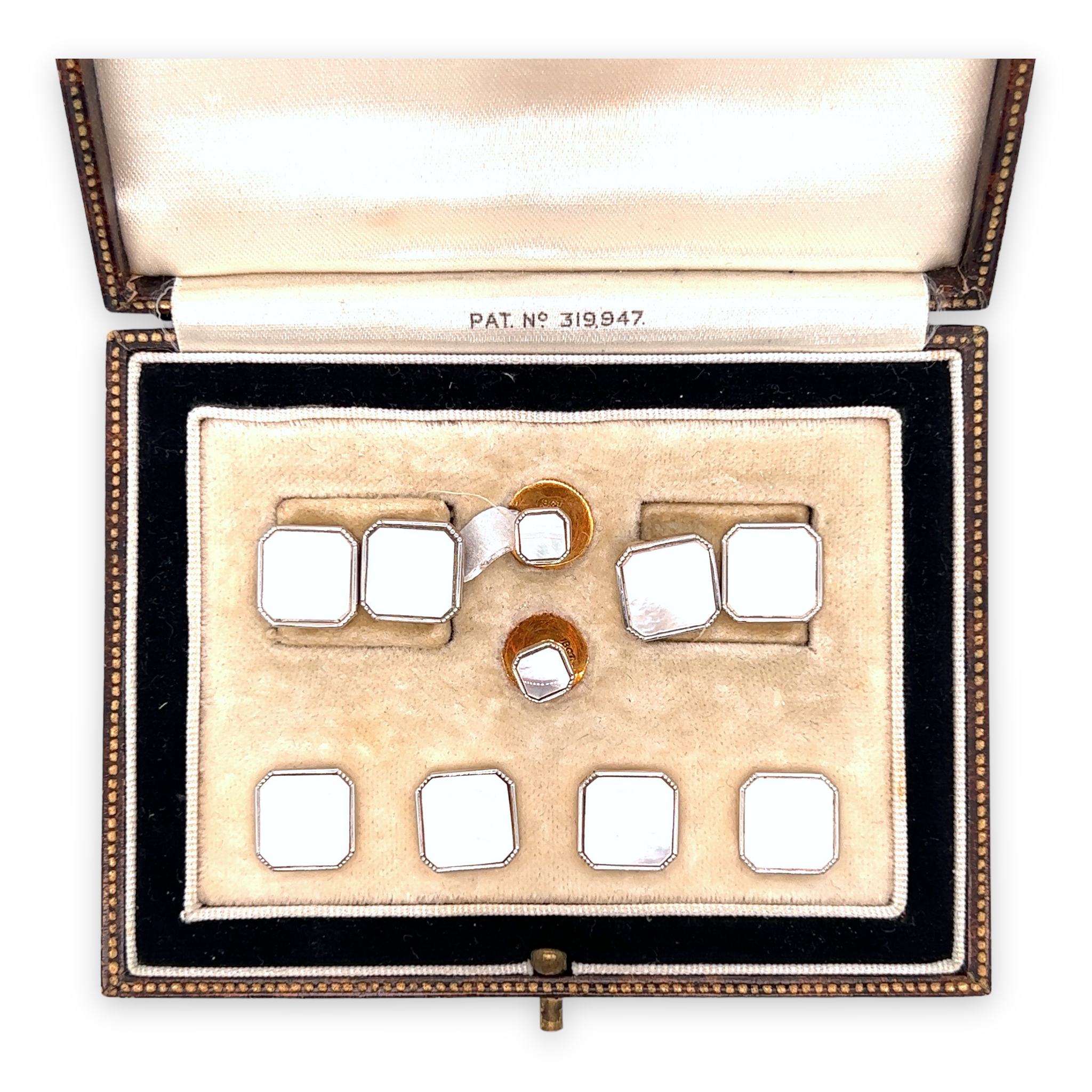 Art Deco Platinum & Gold Dress Set - Wildsmith Jewellery Cufflinks