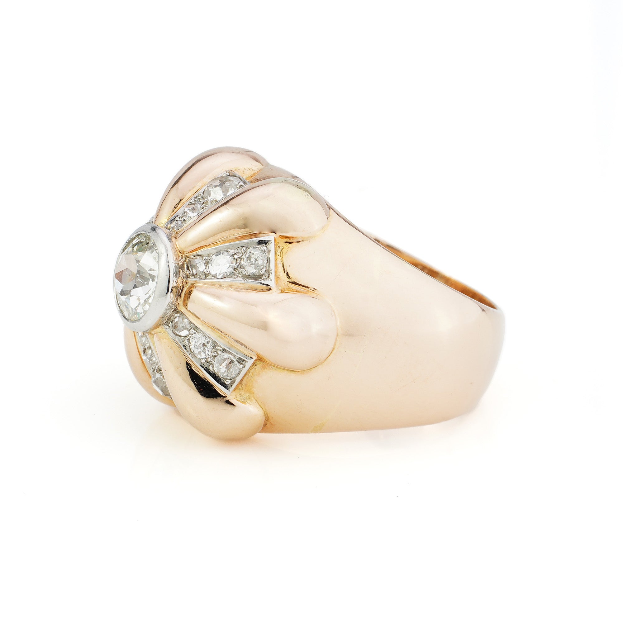 1950’s Gold & Diamond Bombé Ring - Wildsmith Jewellery Rings