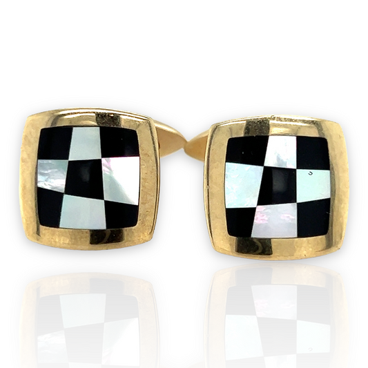 Onyx & Mother of Pearl Chequered Cufflinks - Wildsmith Jewellery Cufflinks