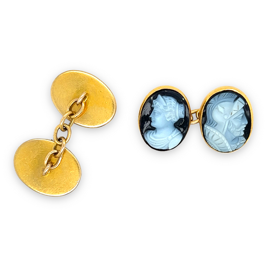 Victorian Hard Stone Cameo Cufflinks - Wildsmith Jewellery Cufflinks