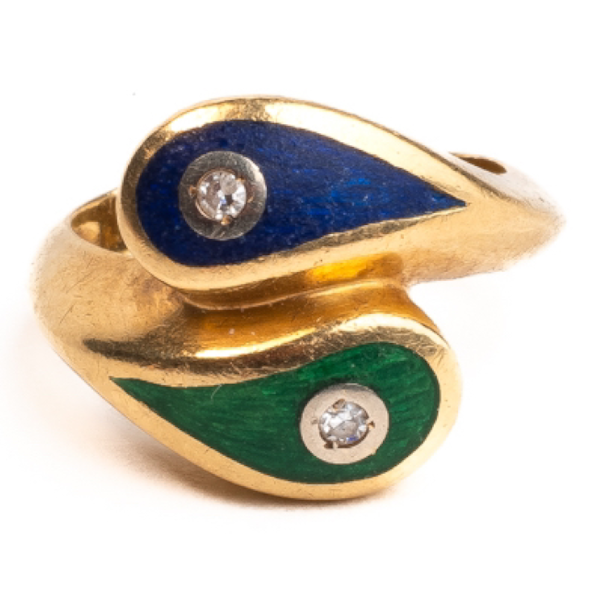 Gold, Enamel & Diamond Yin Yang Ring - Wildsmith Jewellery Rings