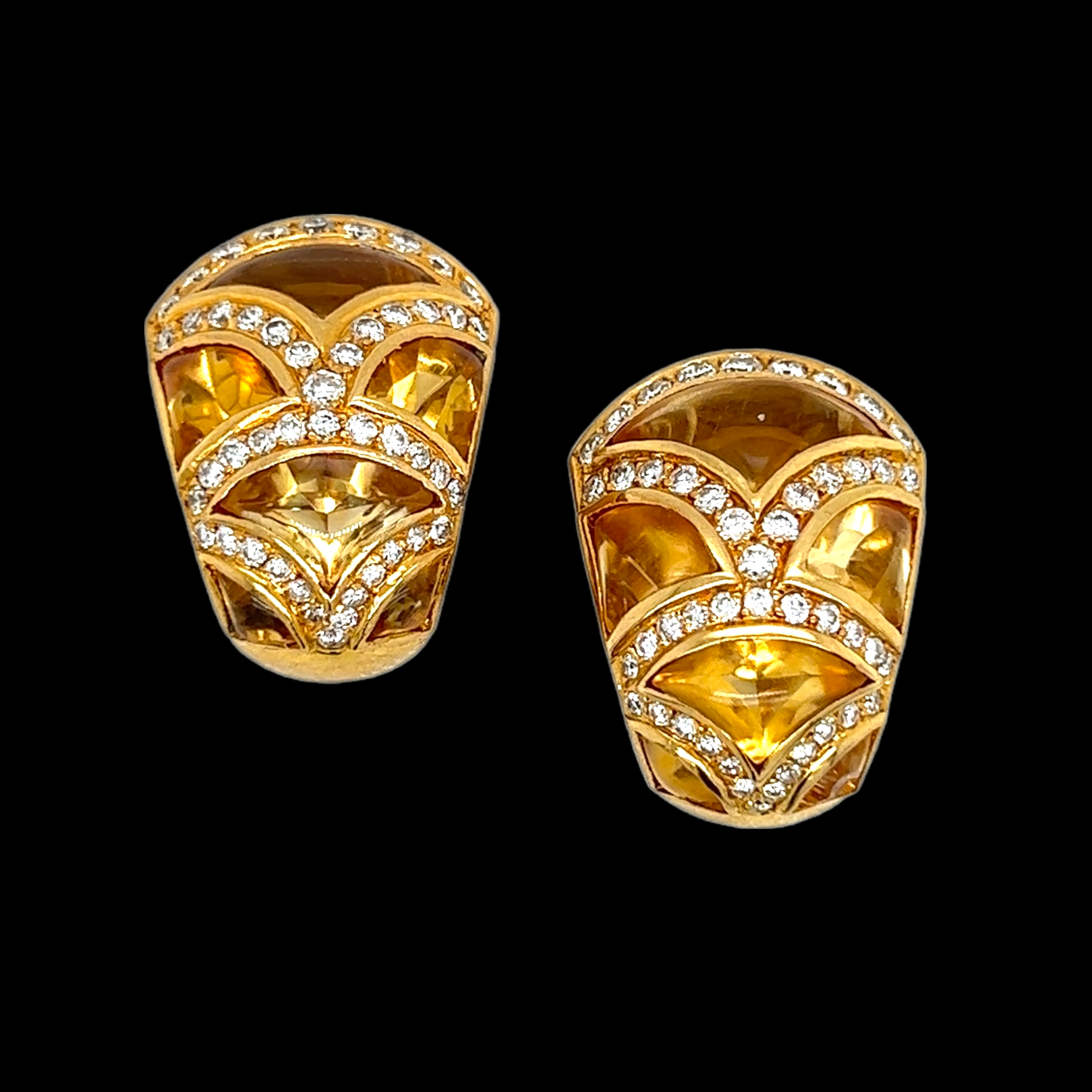 Citrine & Diamond Clip Earrings by O.J. Perrin - Wildsmith Jewellery Earrings