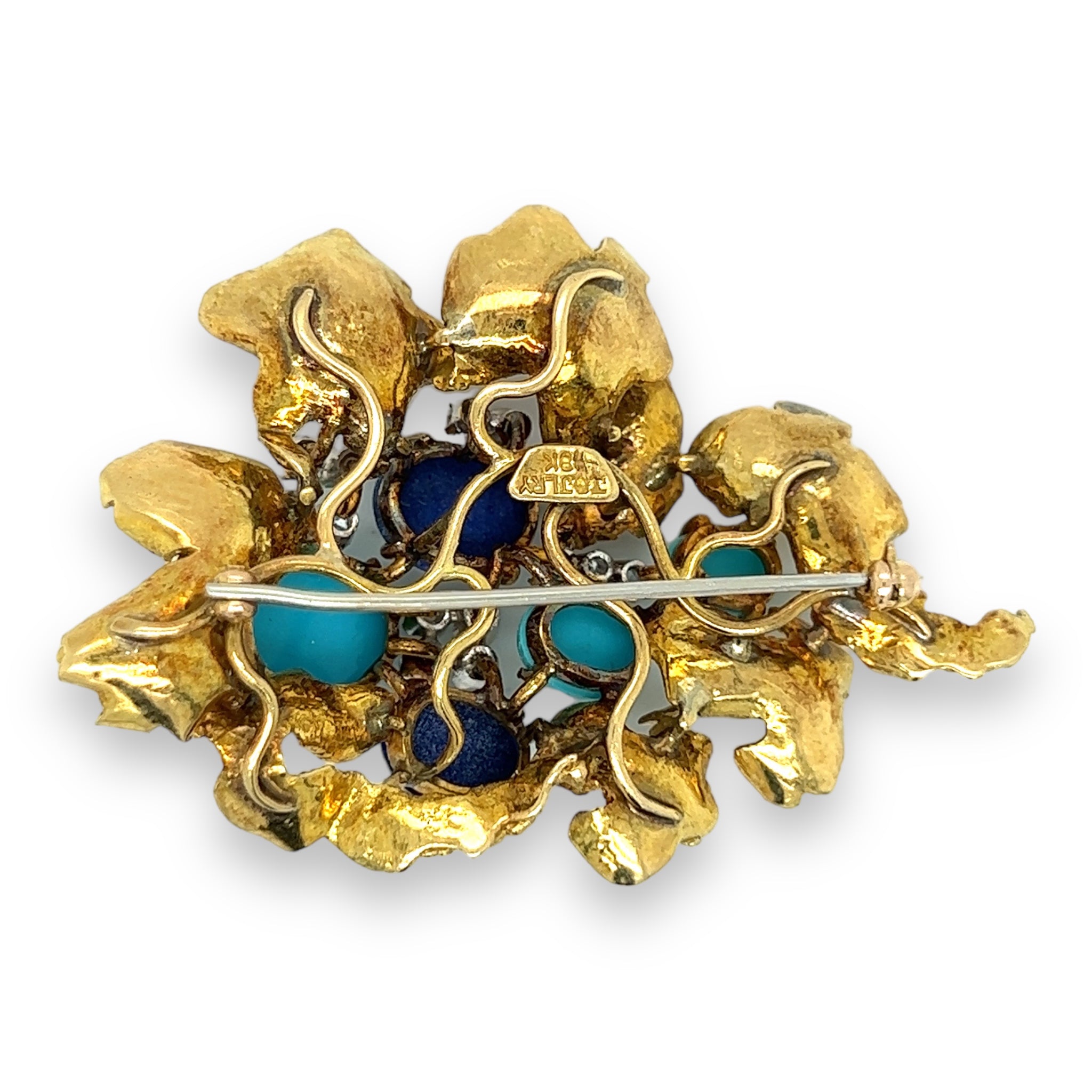 Turquoise, Diamond & Lapis Lazuli 1970's Brooch - Wildsmith Jewellery Brooches