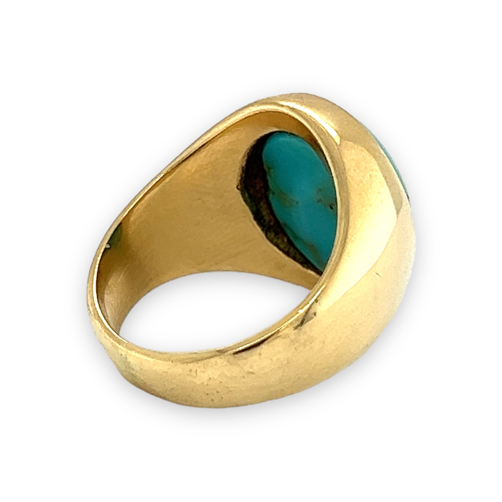 Buy Men's XL Gold Plated Over Silver Genuine Turquoise Ring, Gemstone 14K  Gold Plated Signet Ring, Gold Feroza Stone Ring, Gift for Dad Online in  India - Etsy