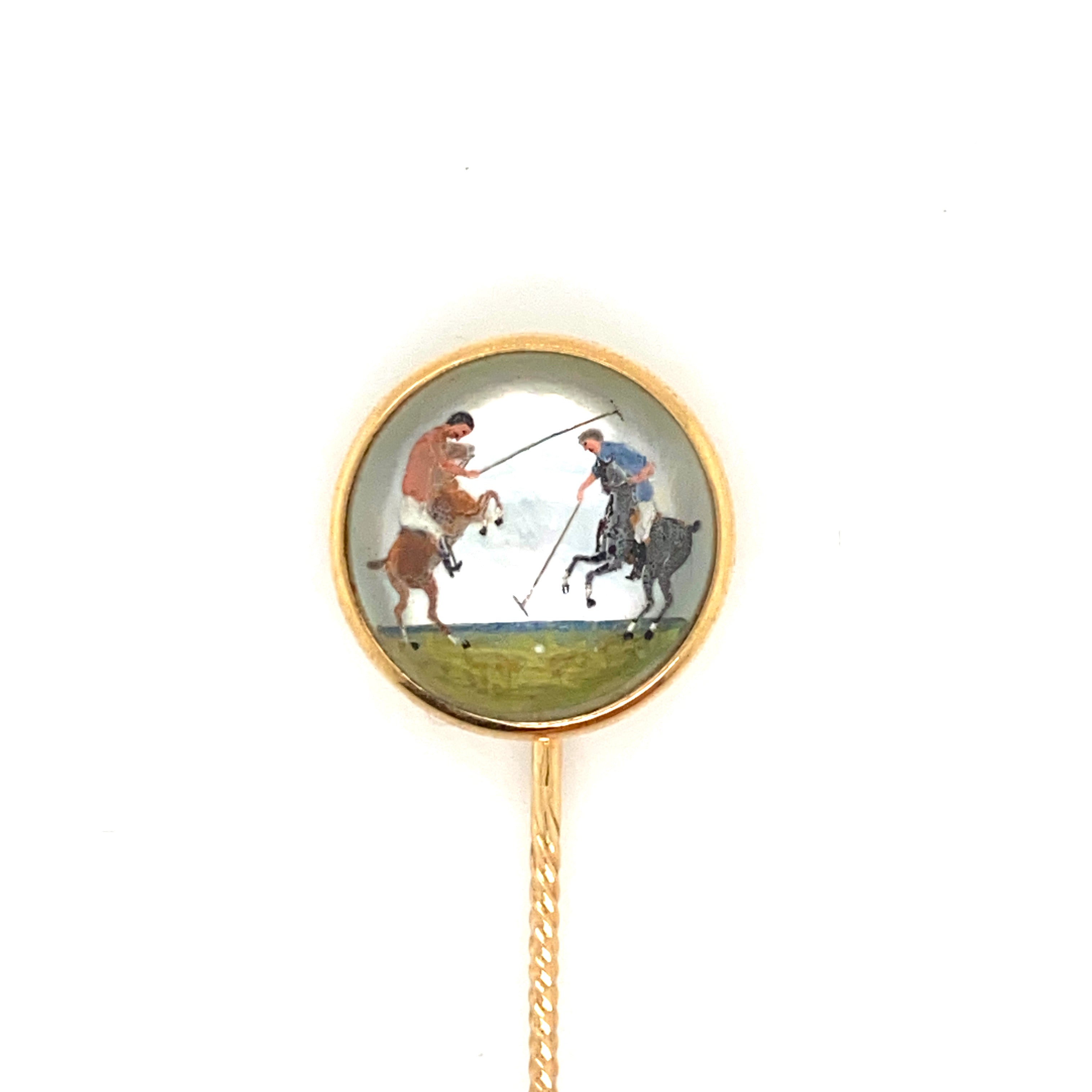 Reverse Intaglio Essex Crystal Polo Match Stickpin - Wildsmith Jewellery Stickpins