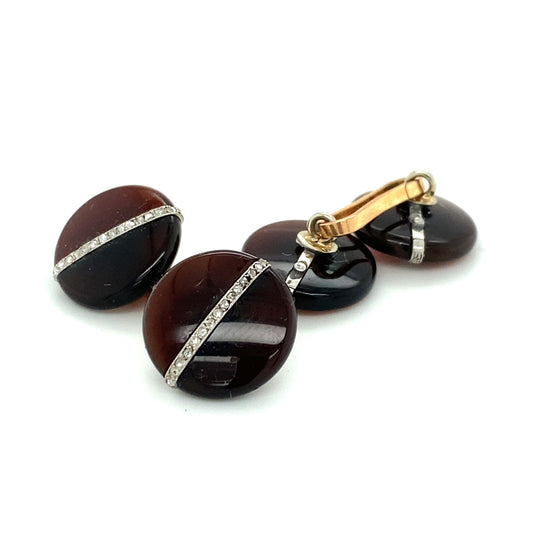 Art Deco Onyx & Diamond Cufflinks - Wildsmith Jewellery Cufflinks