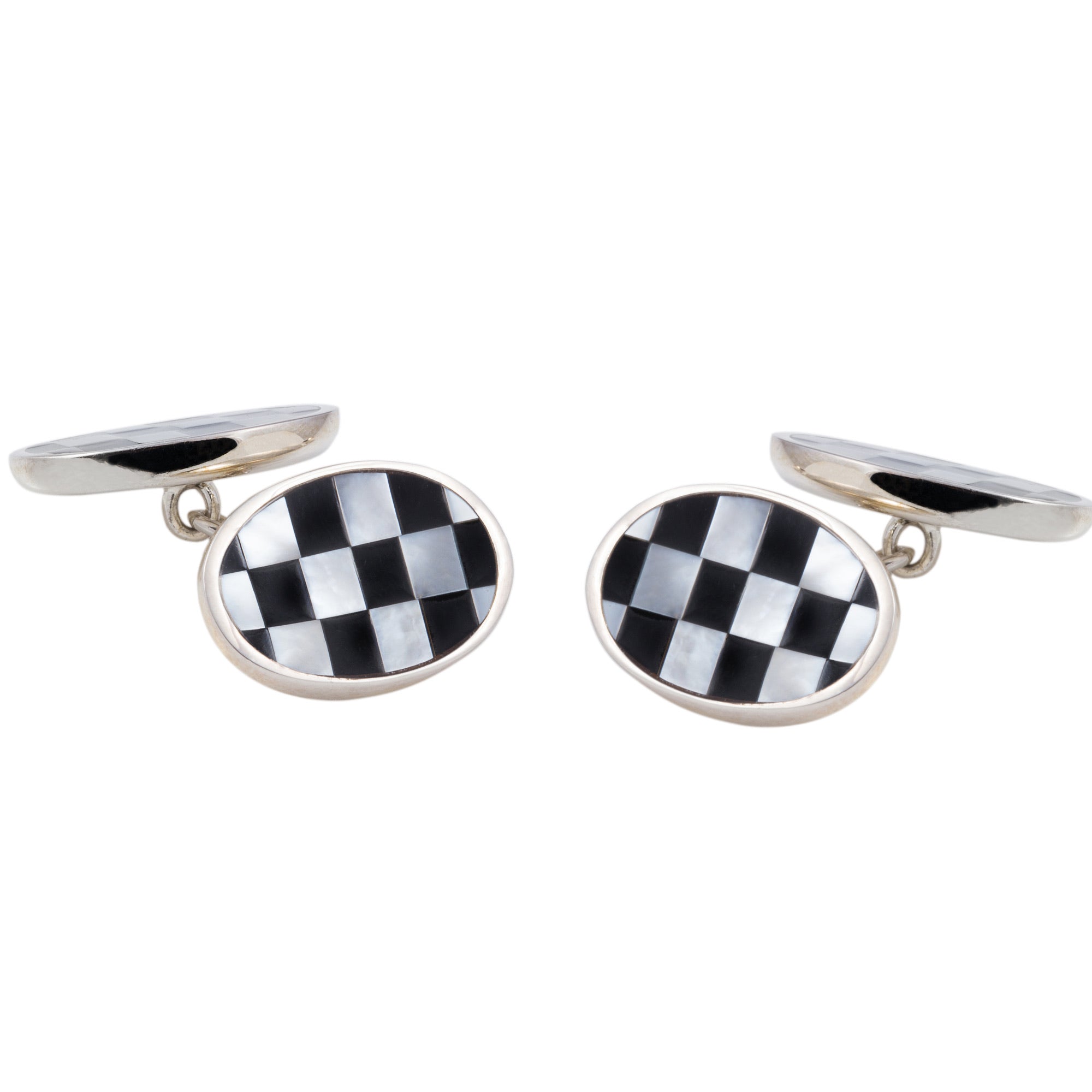 Chequered Onyx and Mother of Pearl Cufflinks - Wildsmith Jewellery Cufflinks