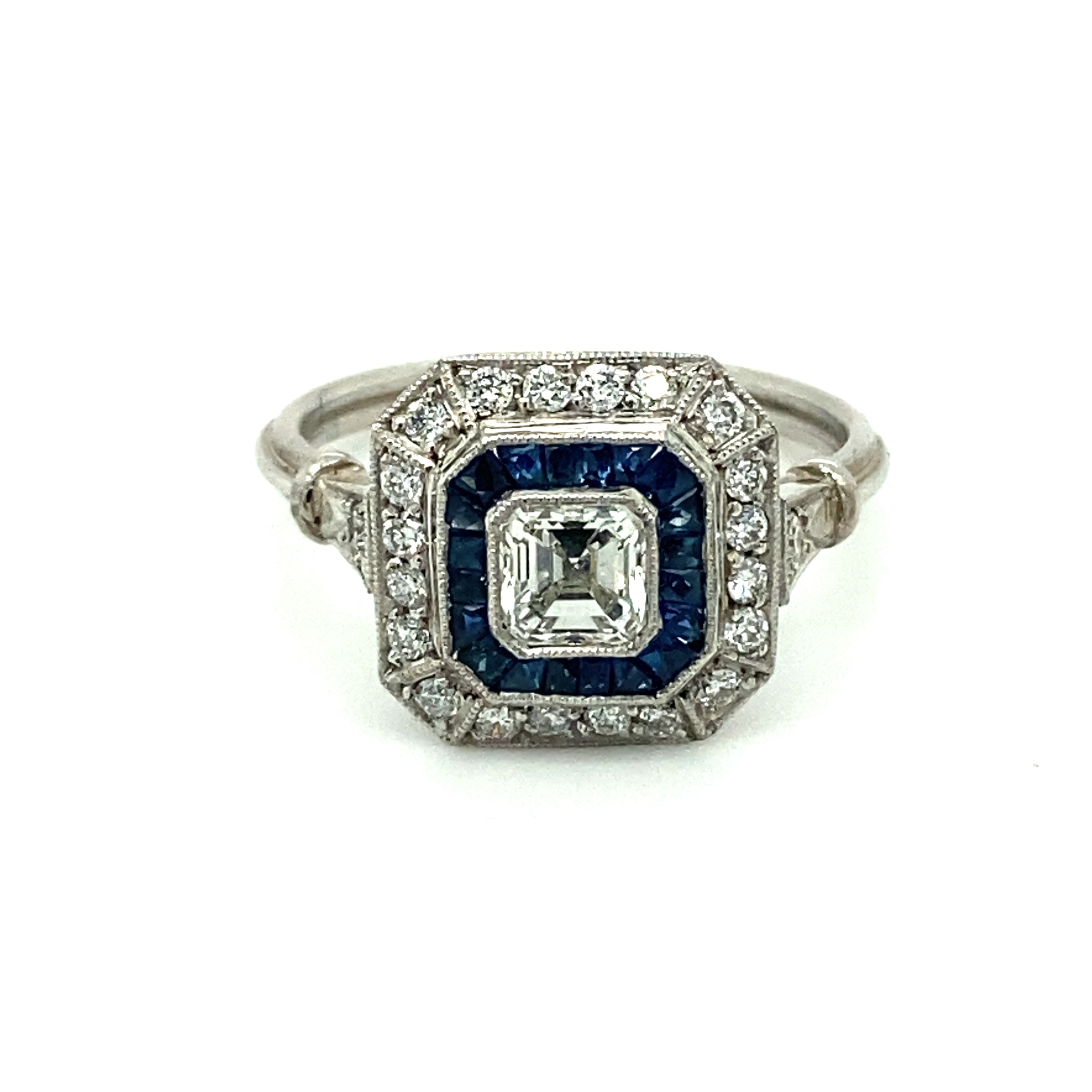 Square sapphire ring hot sale with diamonds