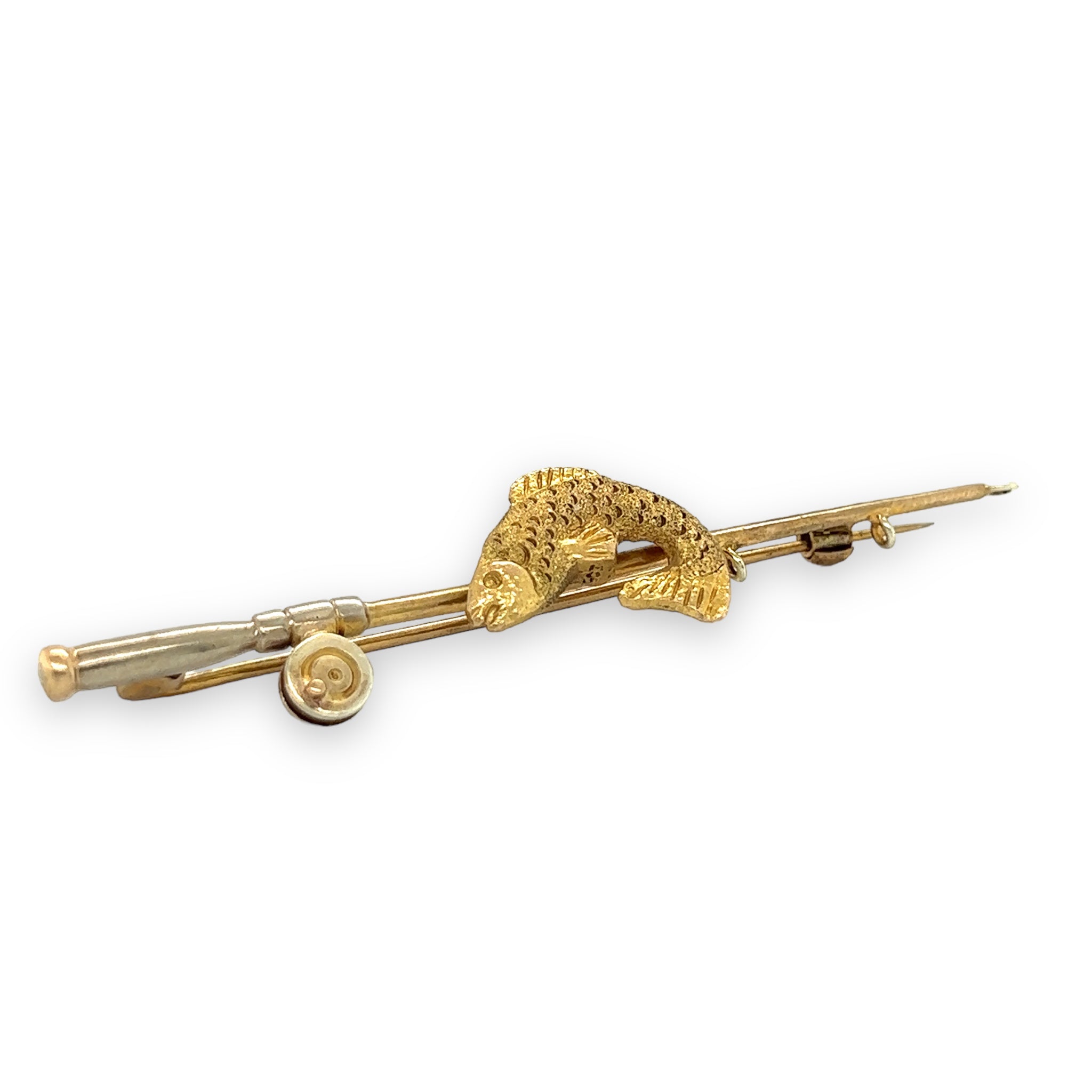 9ct Gold Fishing Rod Brooch - Wildsmith Jewellery Brooches & Lapel Pins