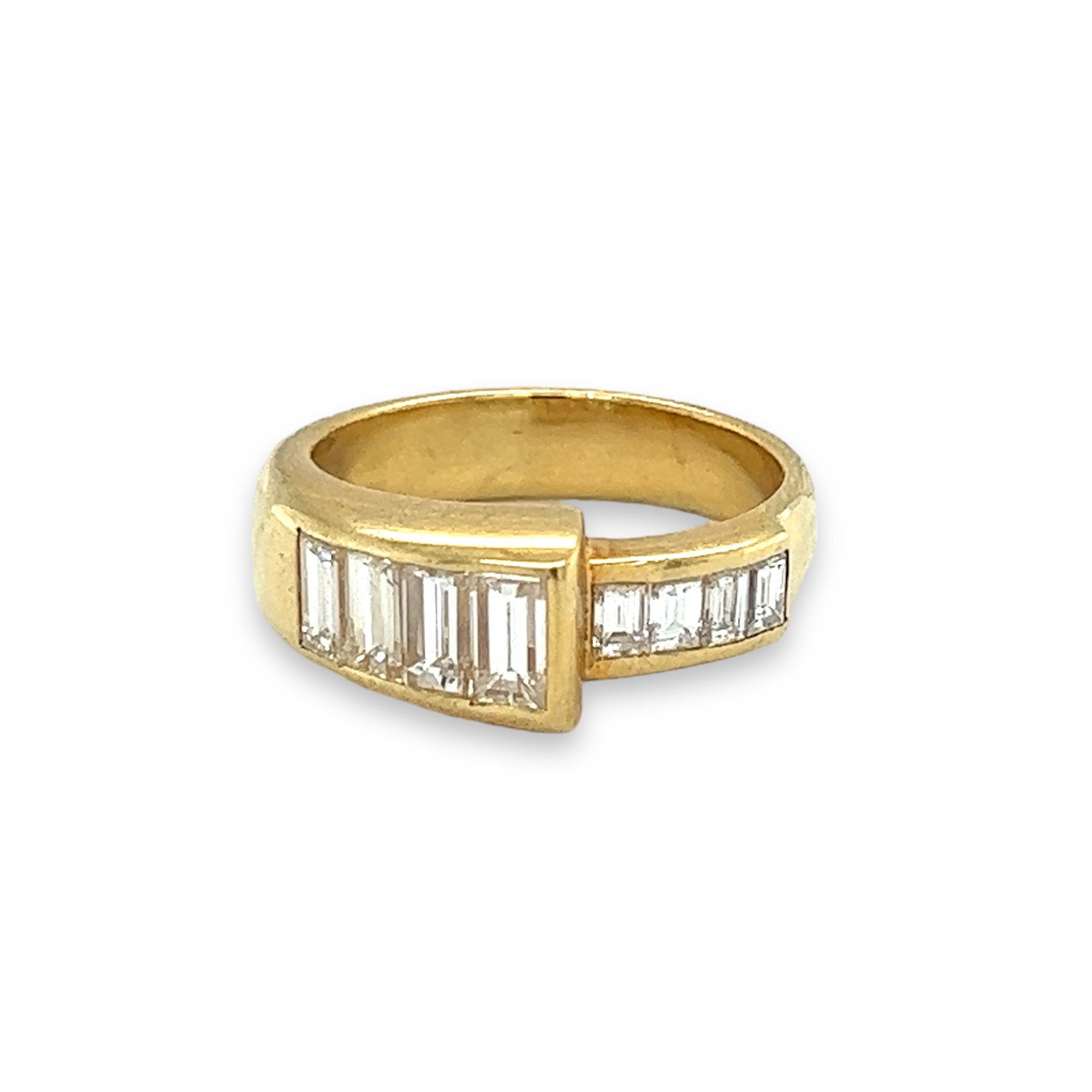 1980s Yellow Gold & Diamond Buckle Ring - Wildsmith Jewellery Rings