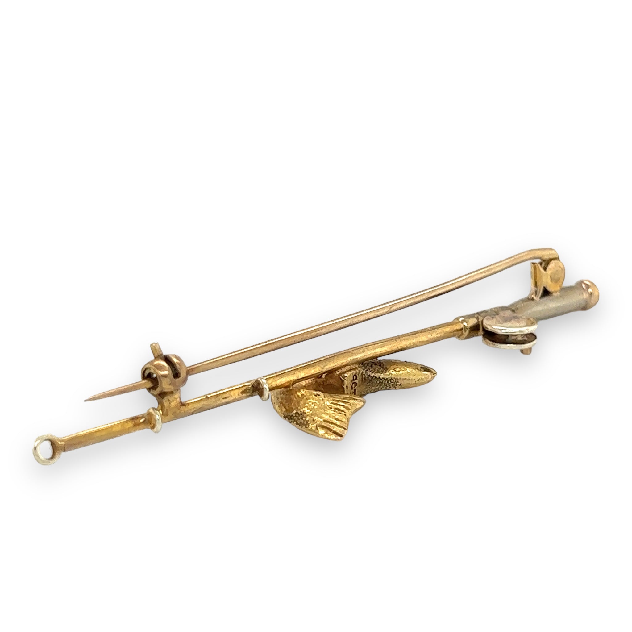 9ct Gold Fishing Rod Brooch - Wildsmith Jewellery Brooches & Lapel Pins