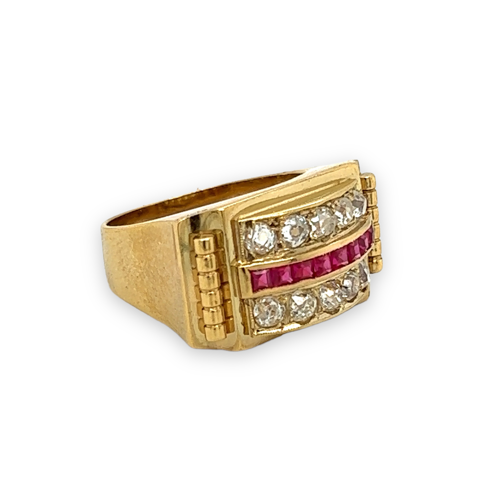 Retro Ruby & Diamond Ring, Circa 1940 - Wildsmith Jewellery Rings