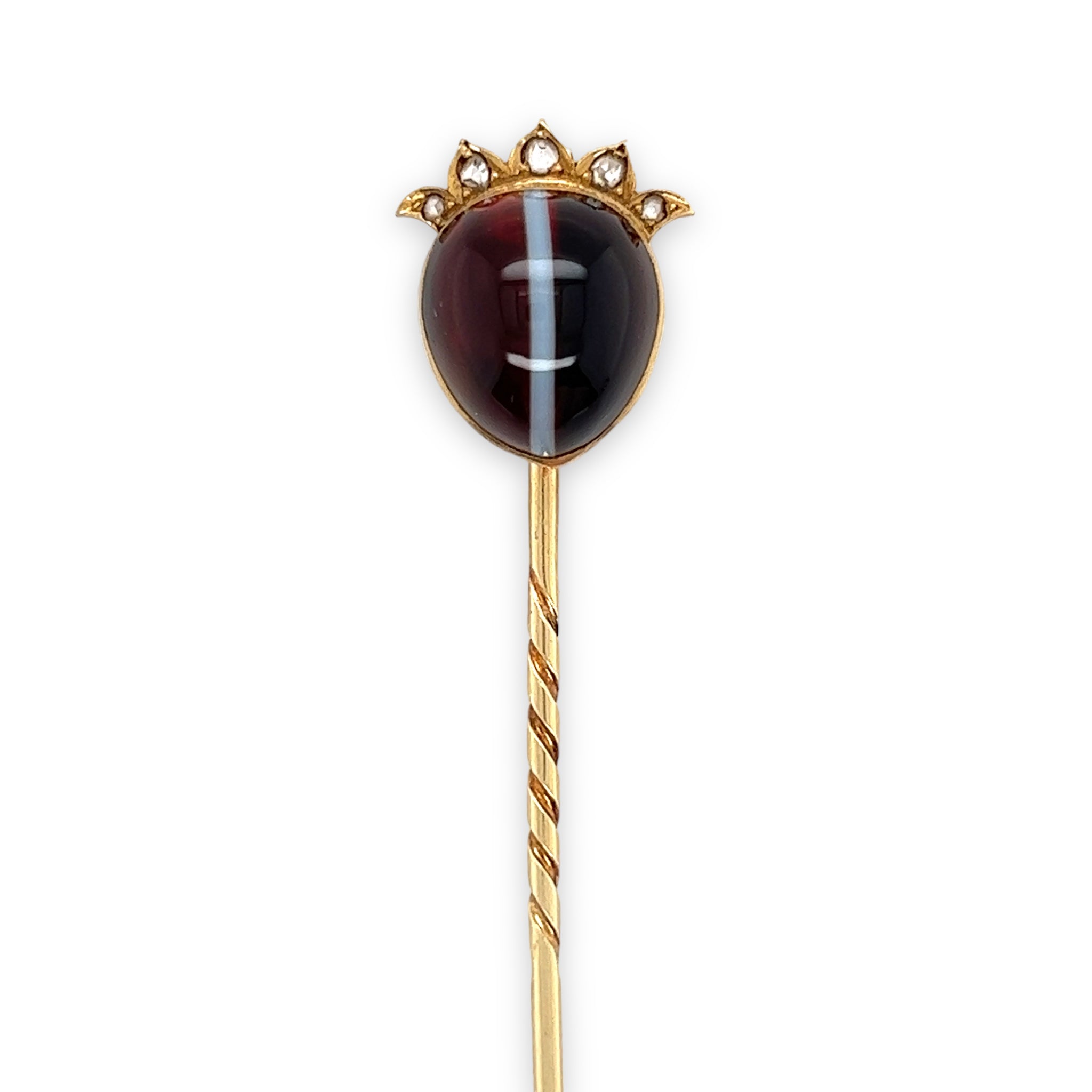 Victorian Agate & Diamond Mourning Stickpin - Wildsmith Jewellery Stickpins