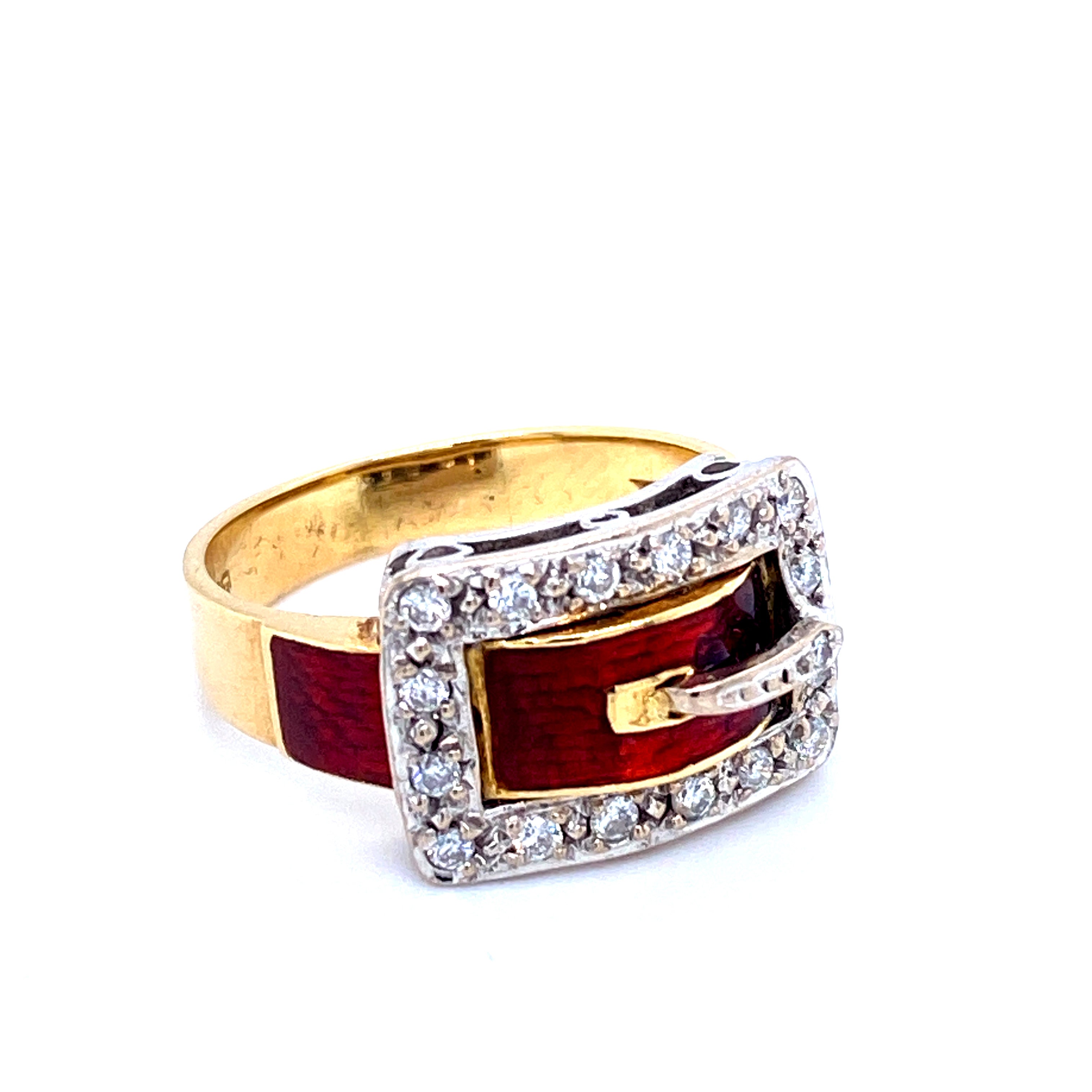 Diamond and Enamel Buckle Ring - Wildsmith Jewellery Rings