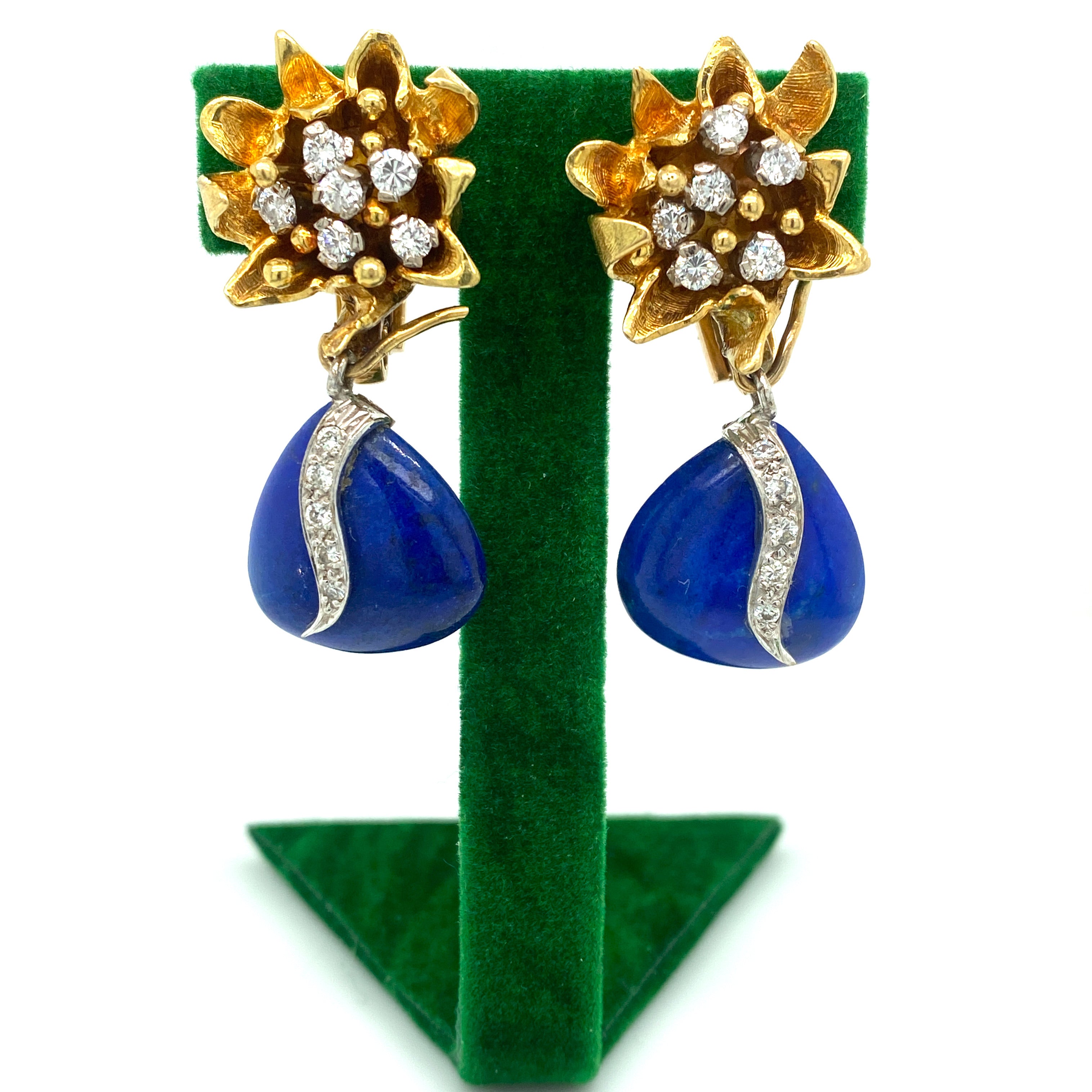 Gold, Diamond and Lapis Lazuli Earrings - Wildsmith Jewellery Earrings