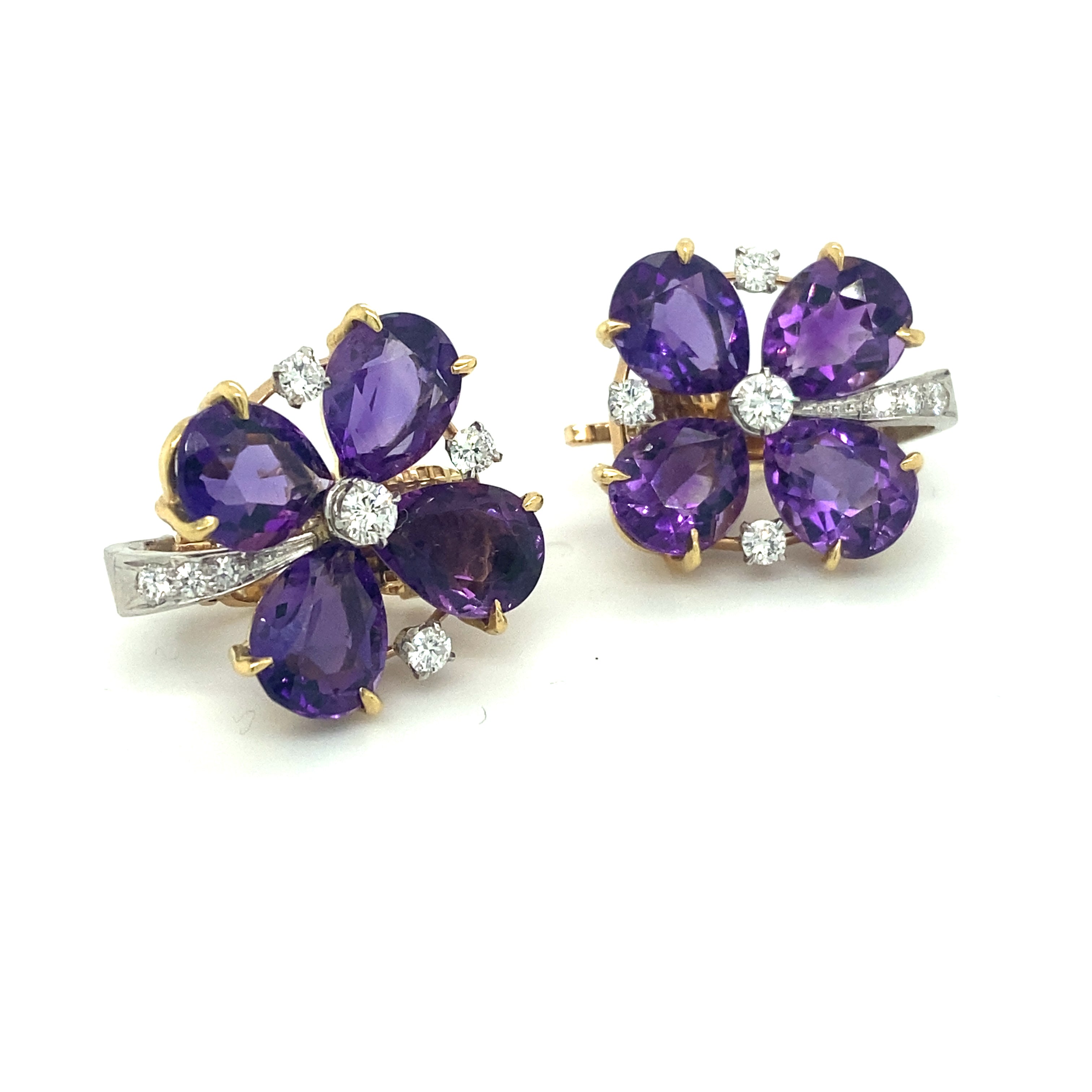 Amethyst & Diamond Clover Earrings - Wildsmith Jewellery