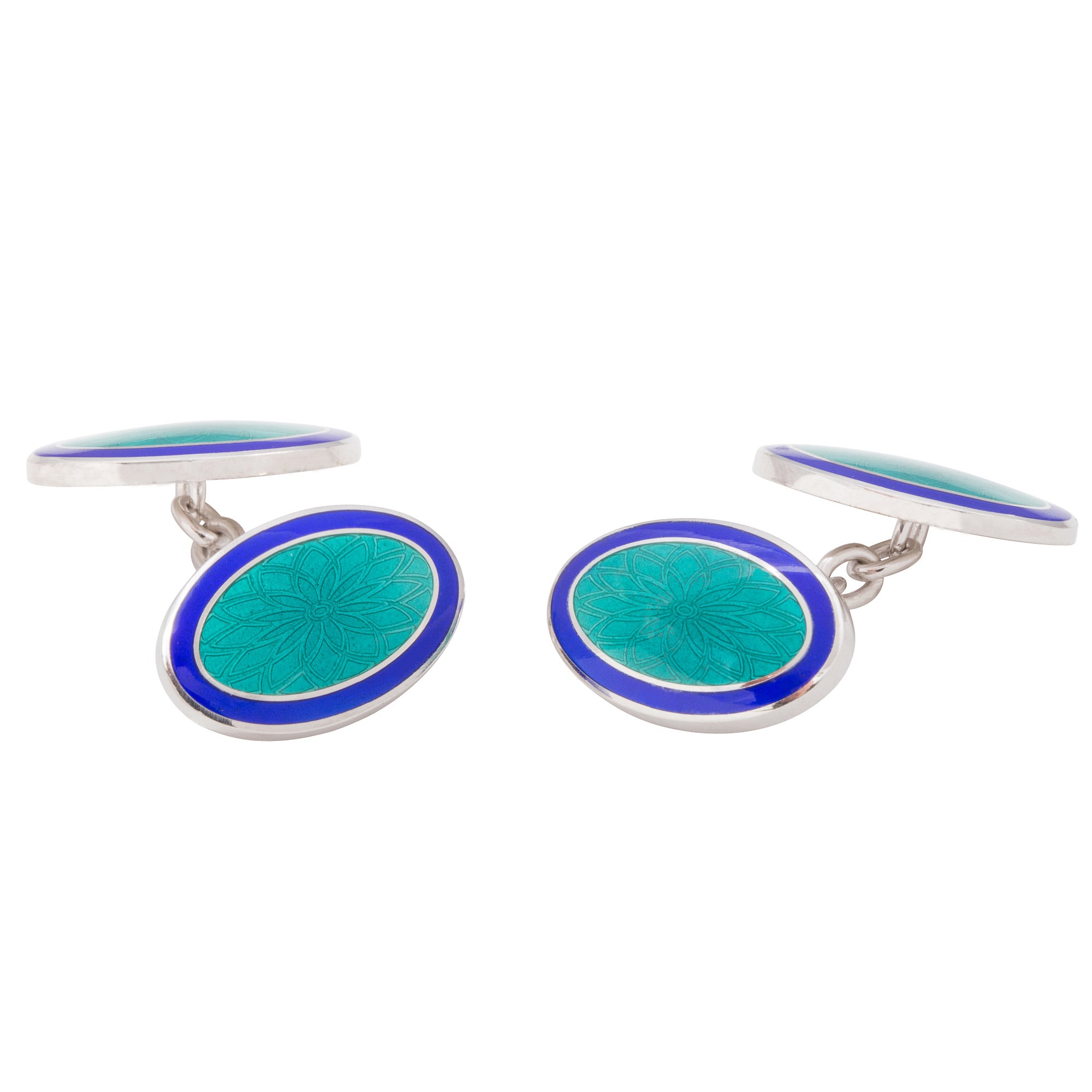 Oval Hand Enamelled Cufflinks - Wildsmith Jewellery Cufflinks