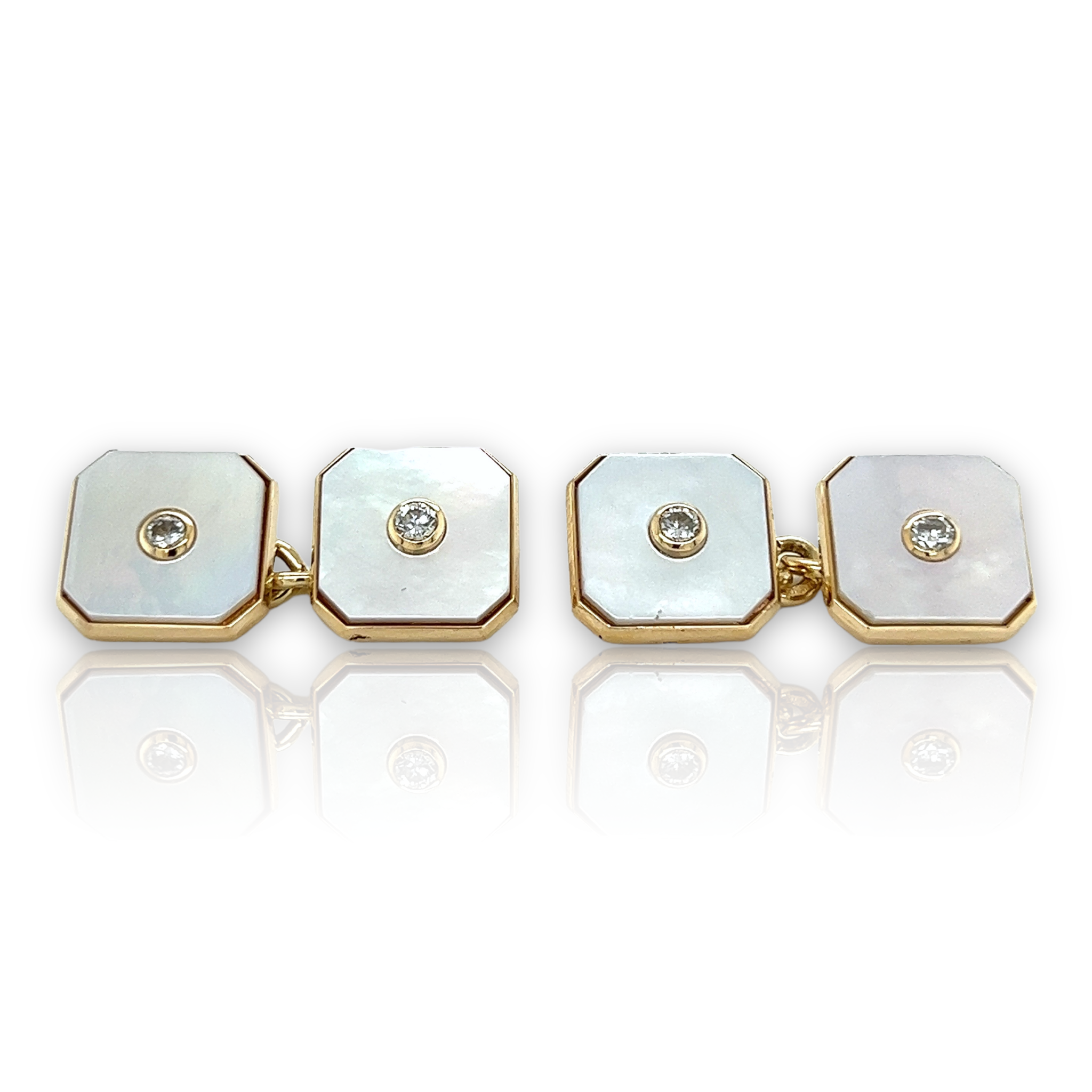 Octagonal Mother of Pearl and Diamond Cufflinks - Wildsmith Jewellery Cufflinks