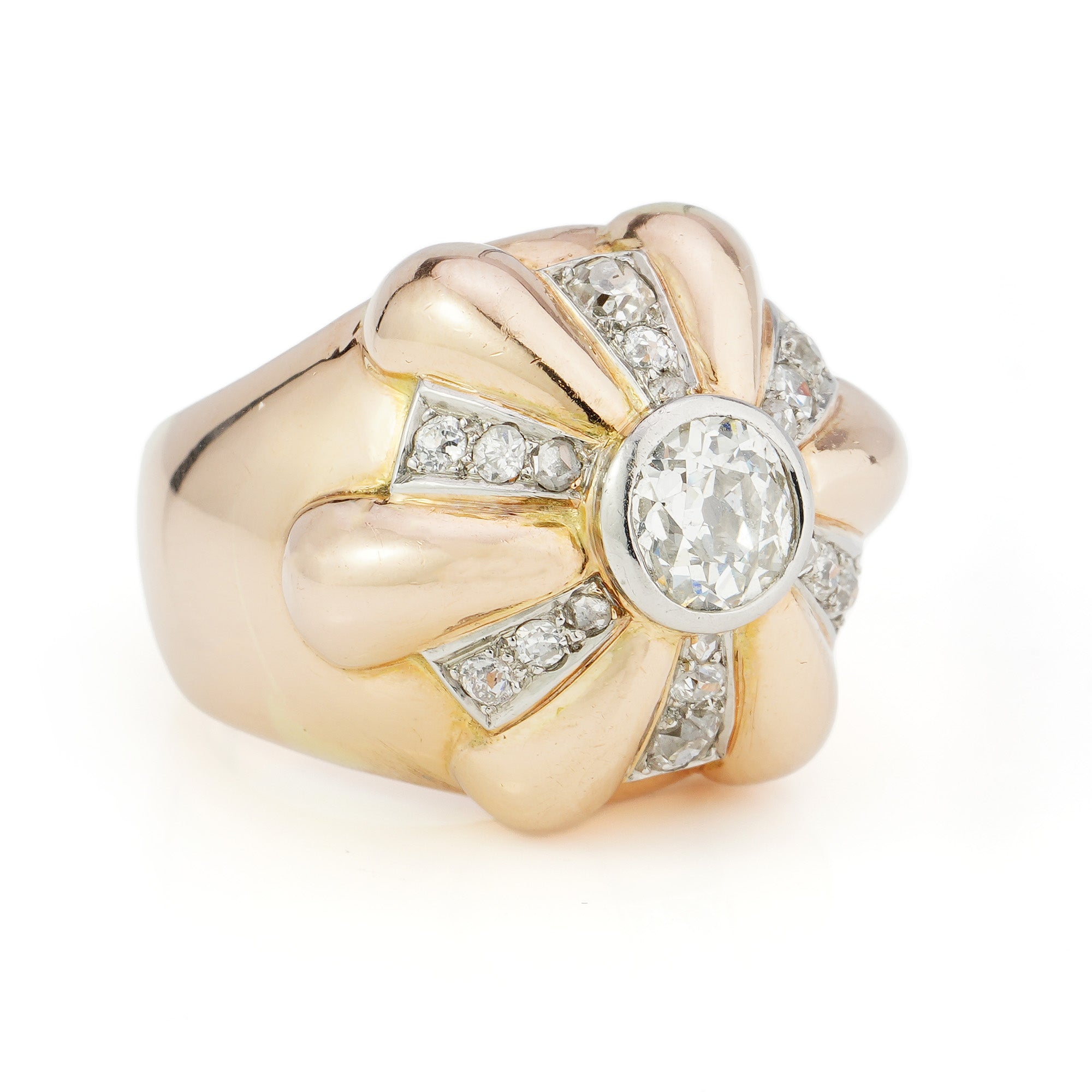 1950’s Gold & Diamond Bombé Ring - Wildsmith Jewellery Rings