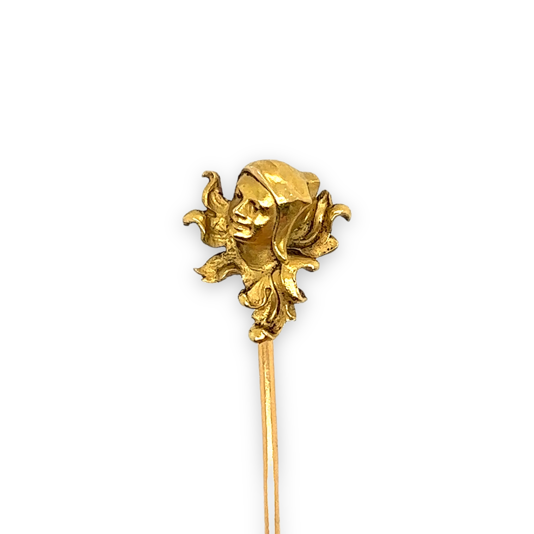 French Art Nouveau Gold Jester Stickpin by Léon Gariod - Wildsmith Jewellery Stickpins