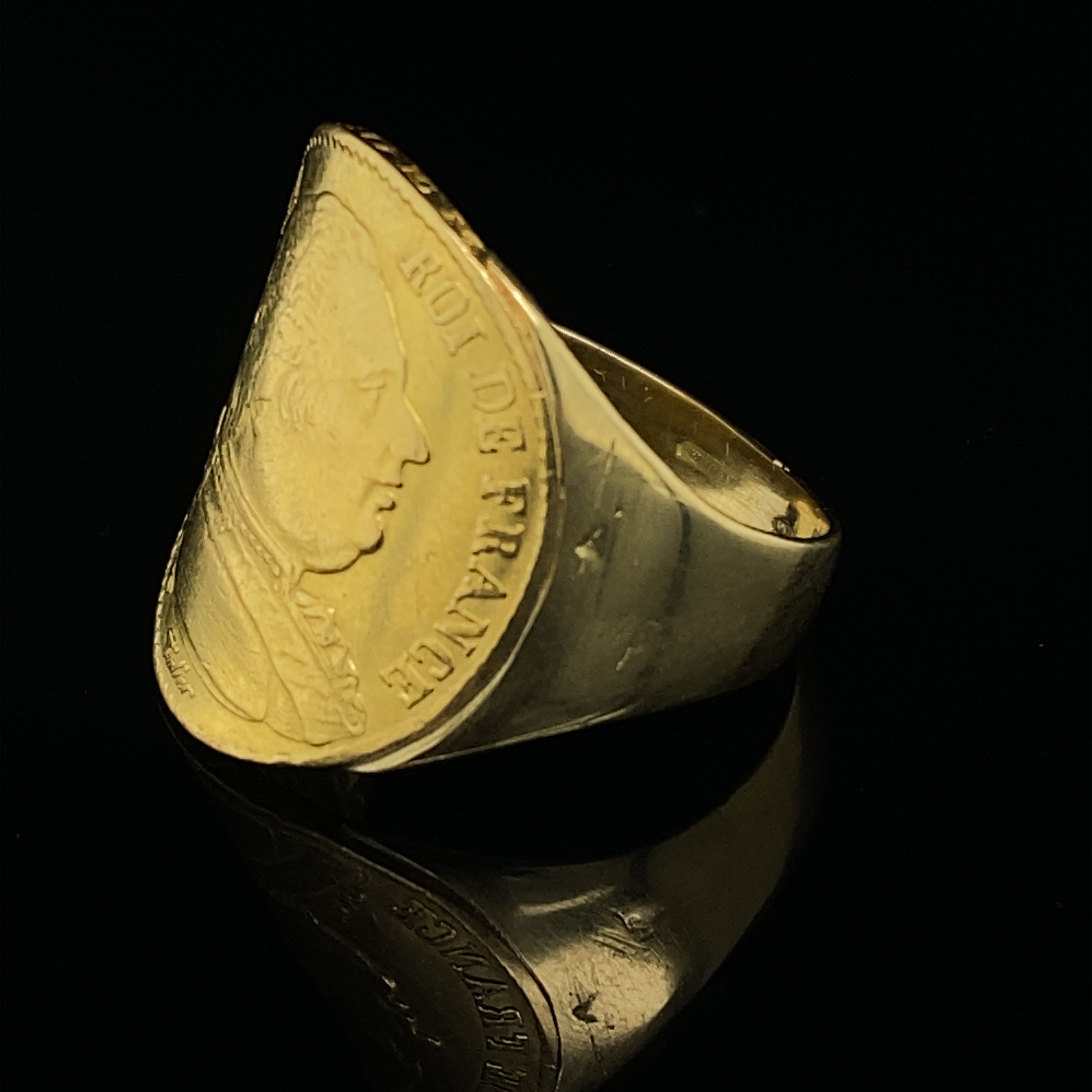 20 Franc Louis XVIII Gold Coin Ring - Wildsmith Jewellery Rings