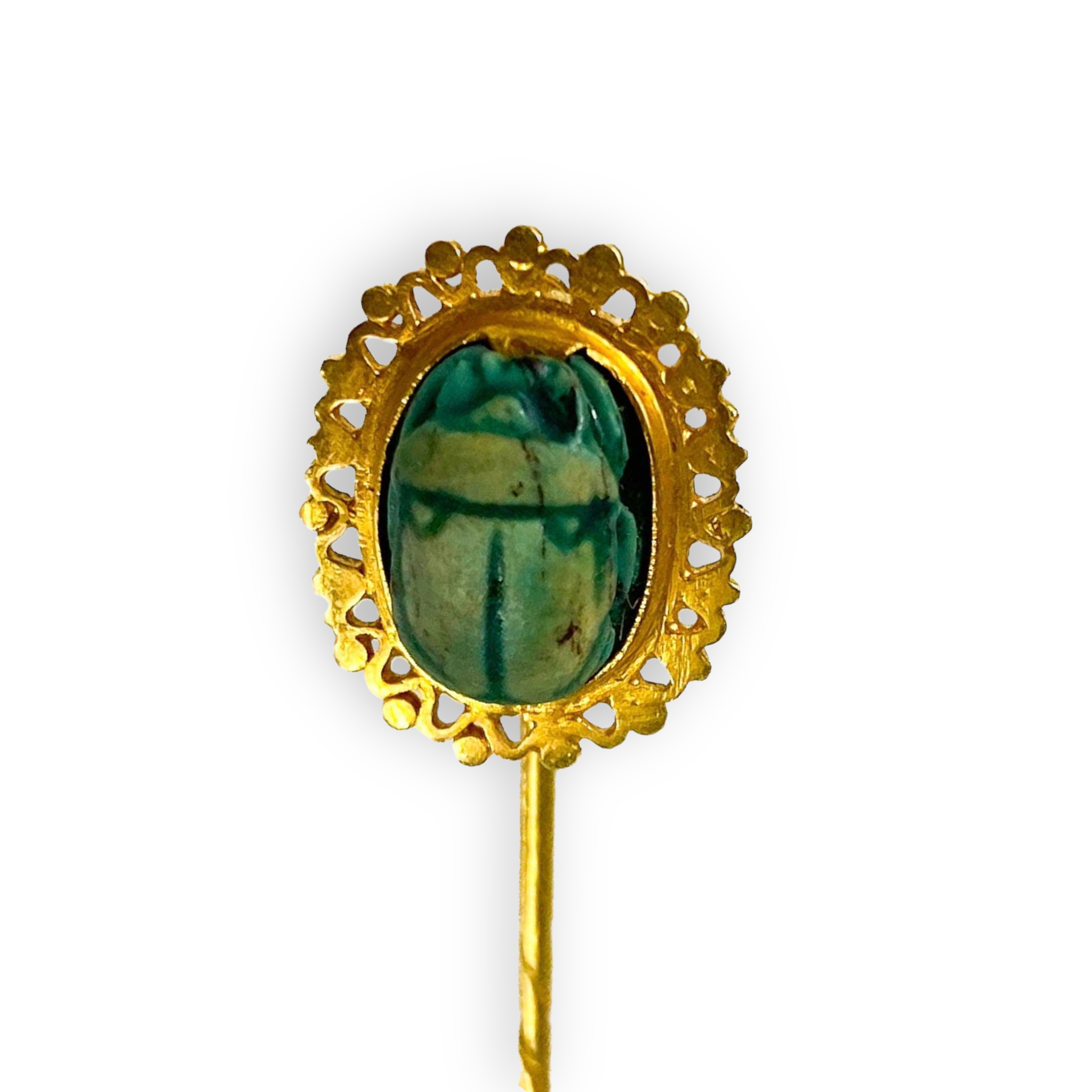 Antique Egyptian Faience Scarab Stickpin - Wildsmith Jewellery