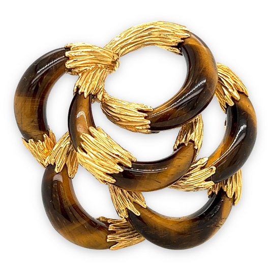 Tiger's Eye & Gold Brooch by Kutchinsky - Wildsmith Jewellery Brooches