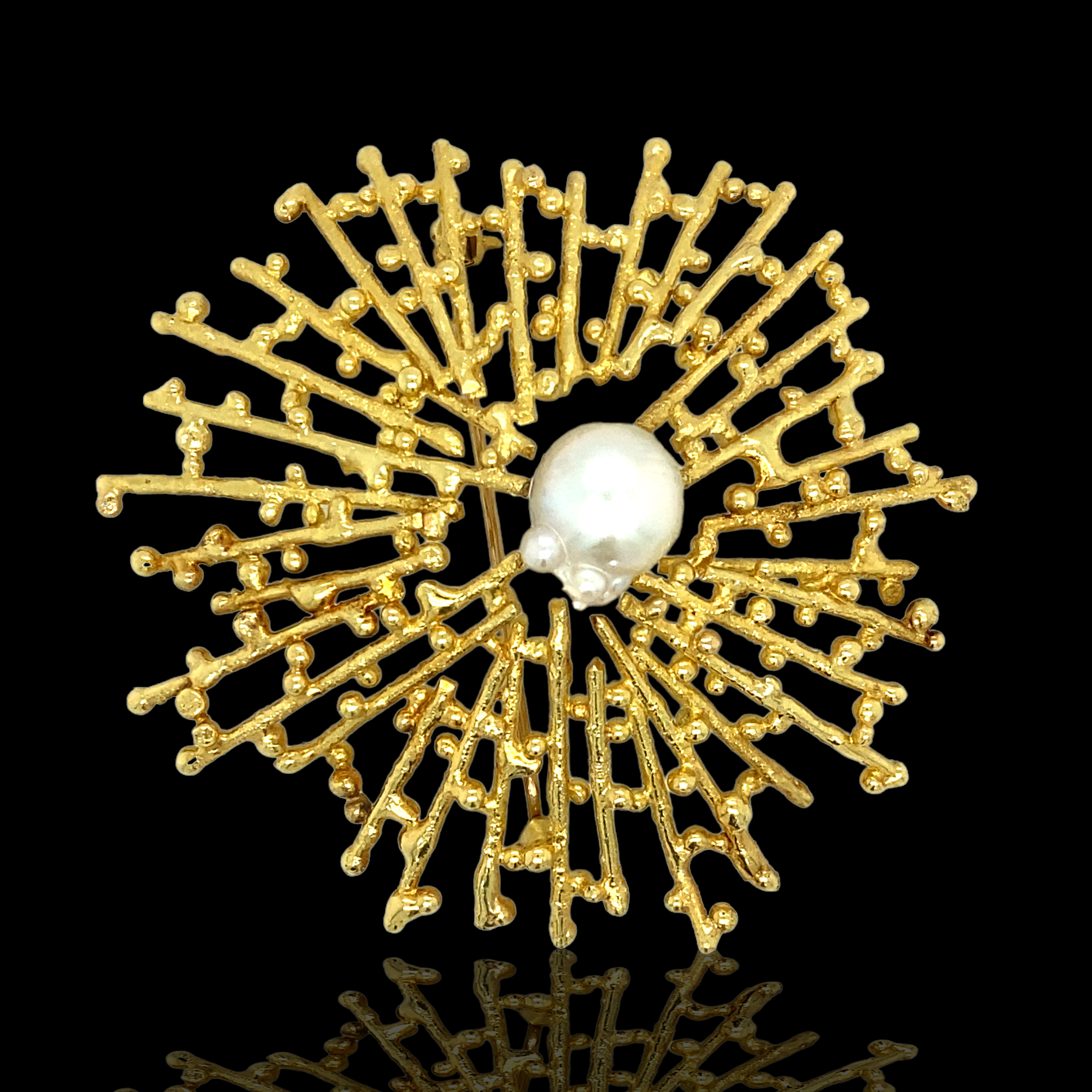 Pearl and Gold Spider Webb Brooch - Wildsmith Jewellery Brooches