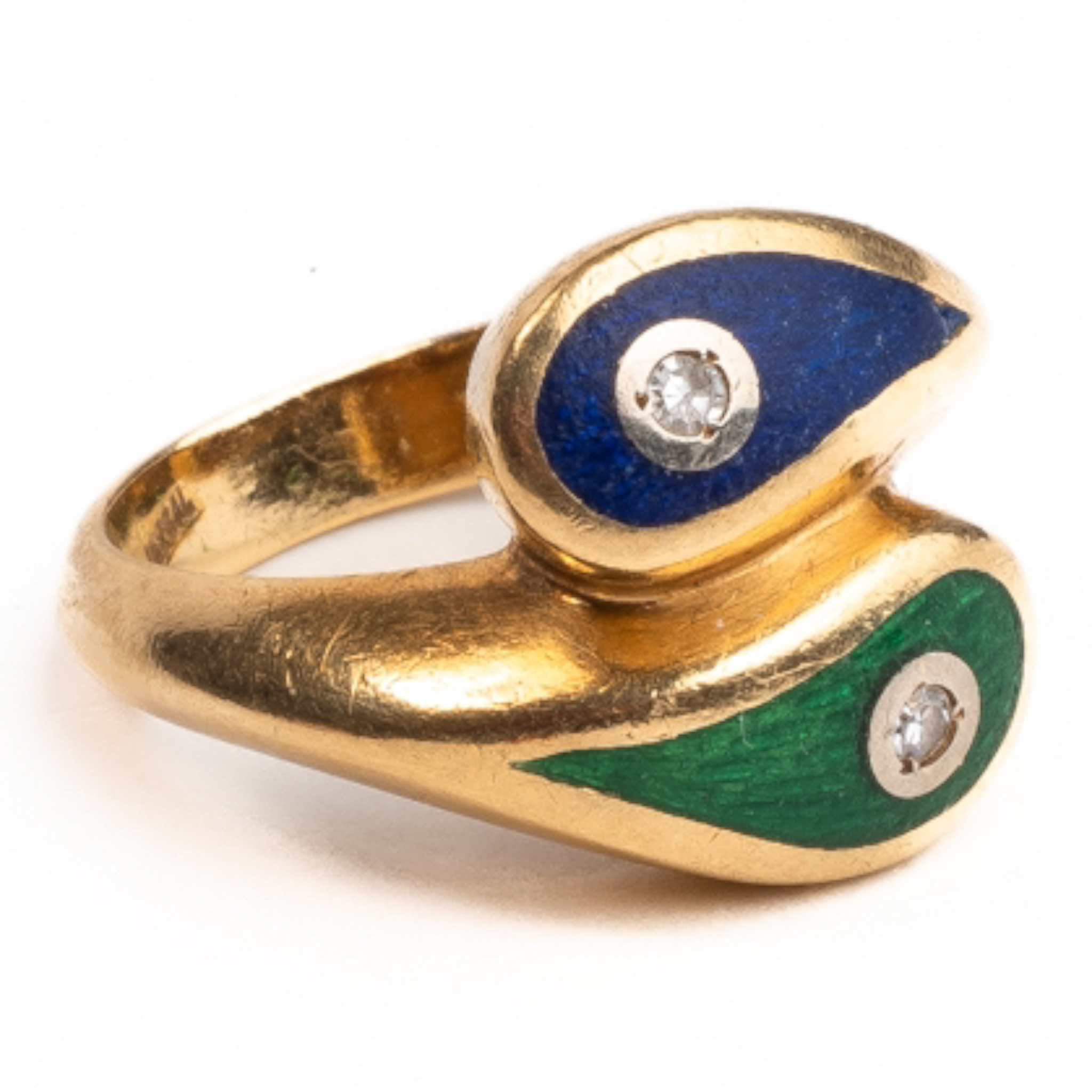 Gold, Enamel & Diamond Yin Yang Ring - Wildsmith Jewellery Rings