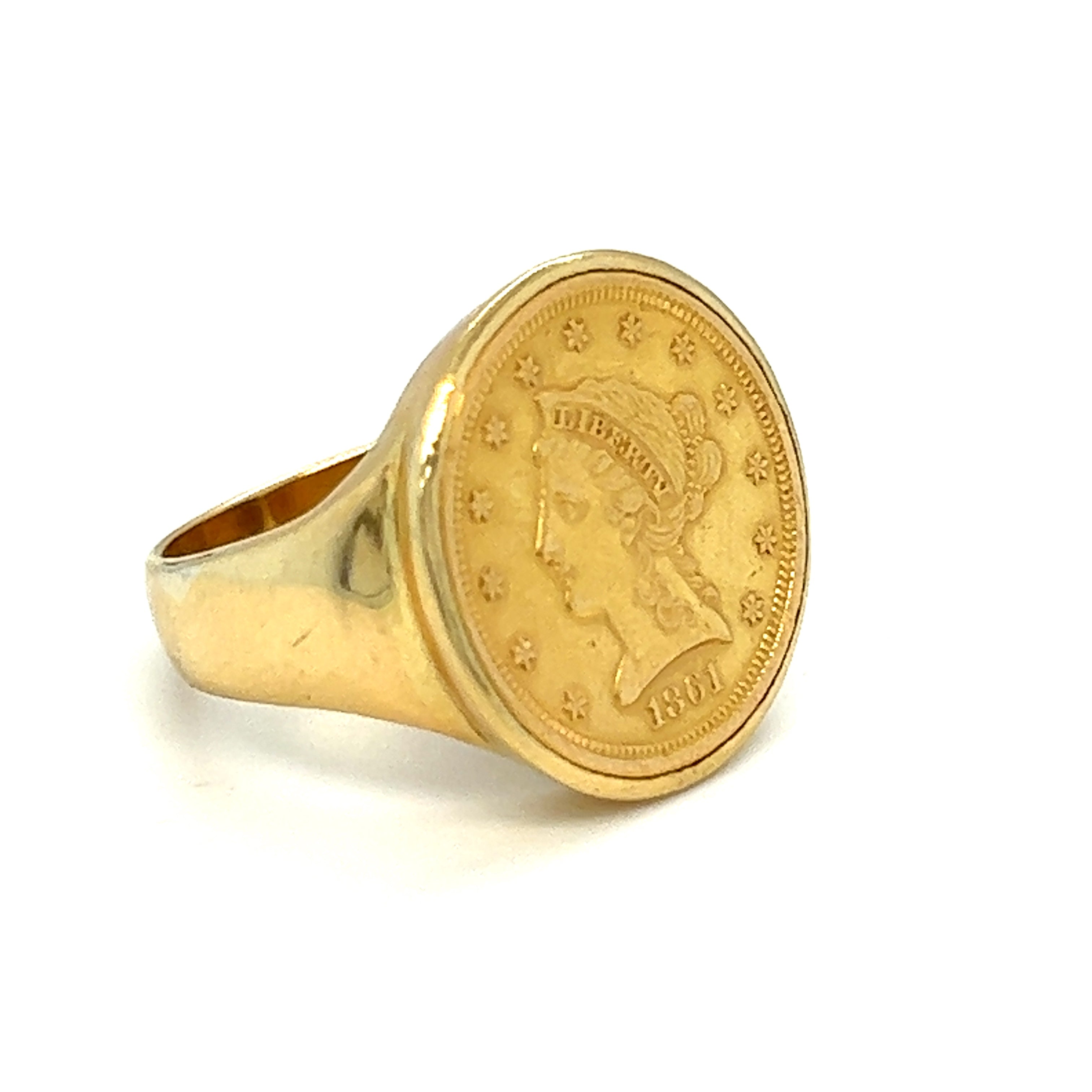 Antique Gold $2.5 Liberty Head Coin Ring, 18ct - Wildsmith Jewellery Rings