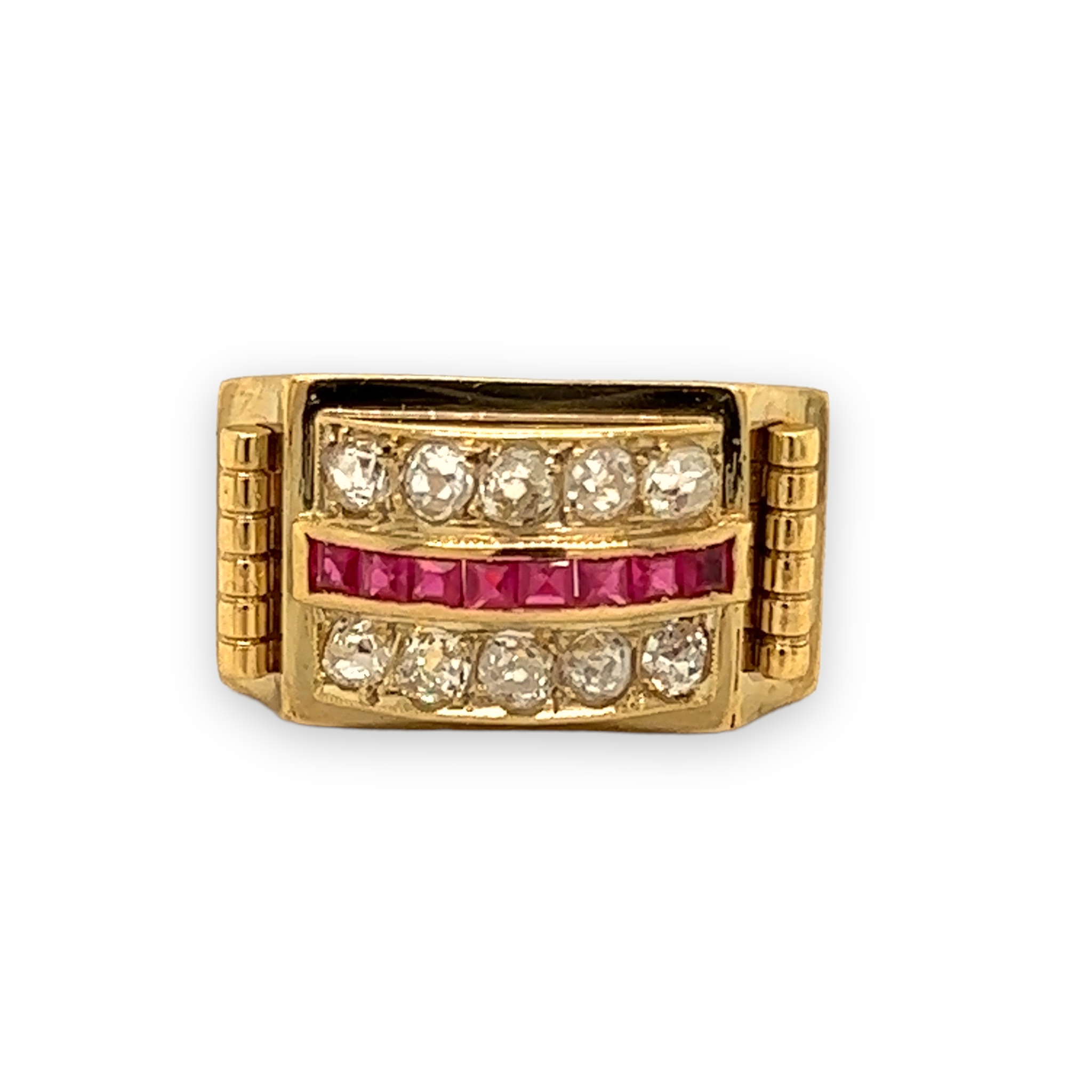 Retro Ruby & Diamond Ring, Circa 1940 - Wildsmith Jewellery Rings