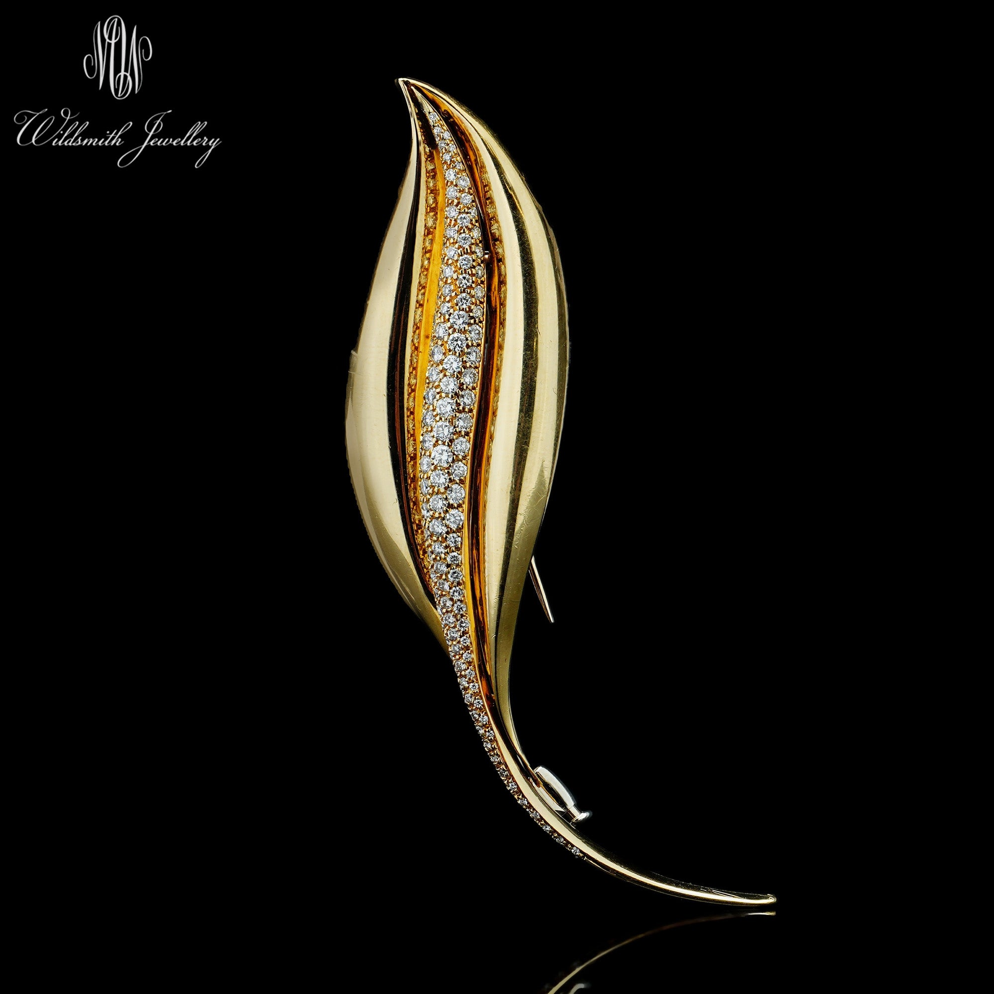 18ct Gold & Diamond Lily Brooch - Wildsmith Jewellery Brooches & Lapel Pins